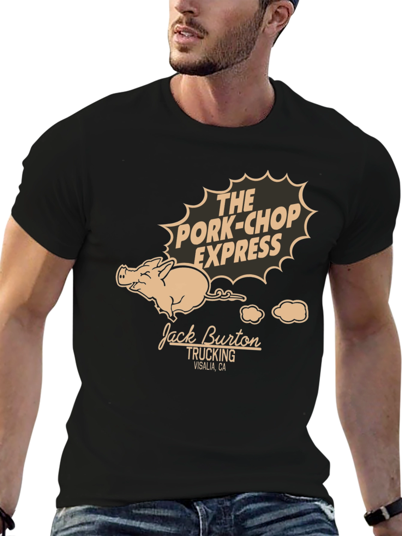 Black Pork-Chop Express T-Shirt - Jack Burton Trucking Tee view 6