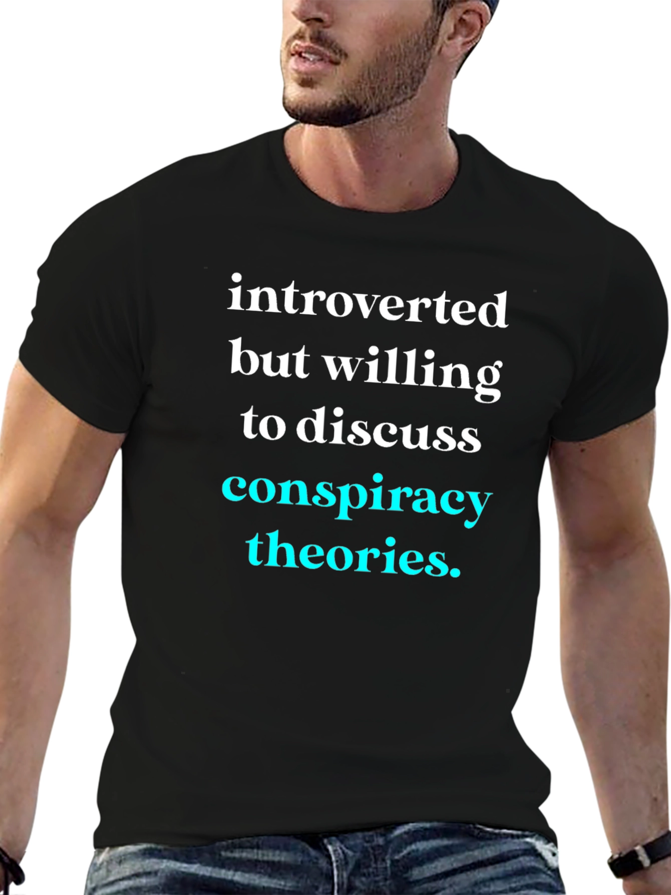 Black Introverted Conspiracy Theories T-Shirt view 6