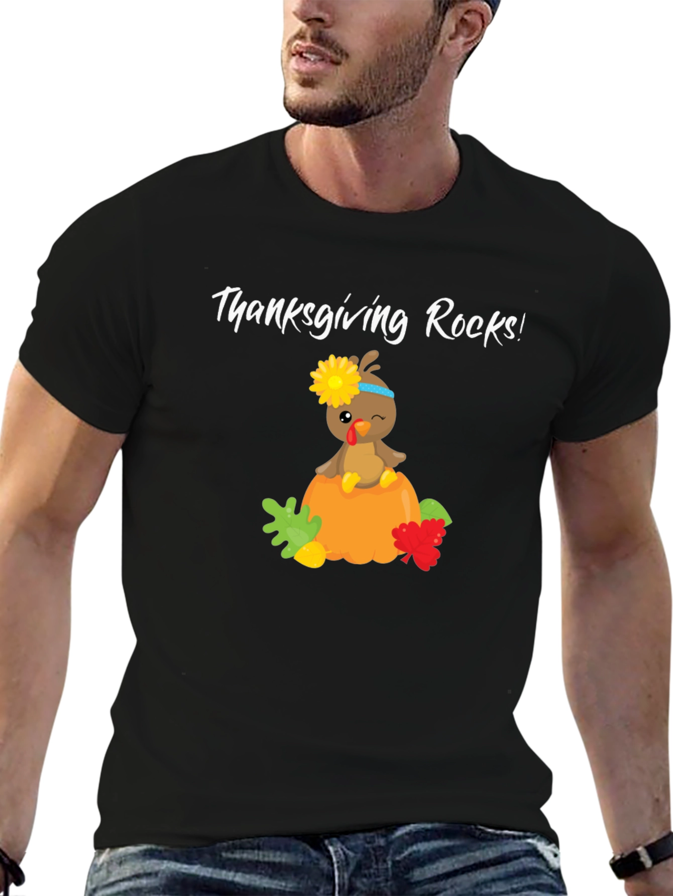 Black Thanksgiving Rocks Turkey Tee view 6