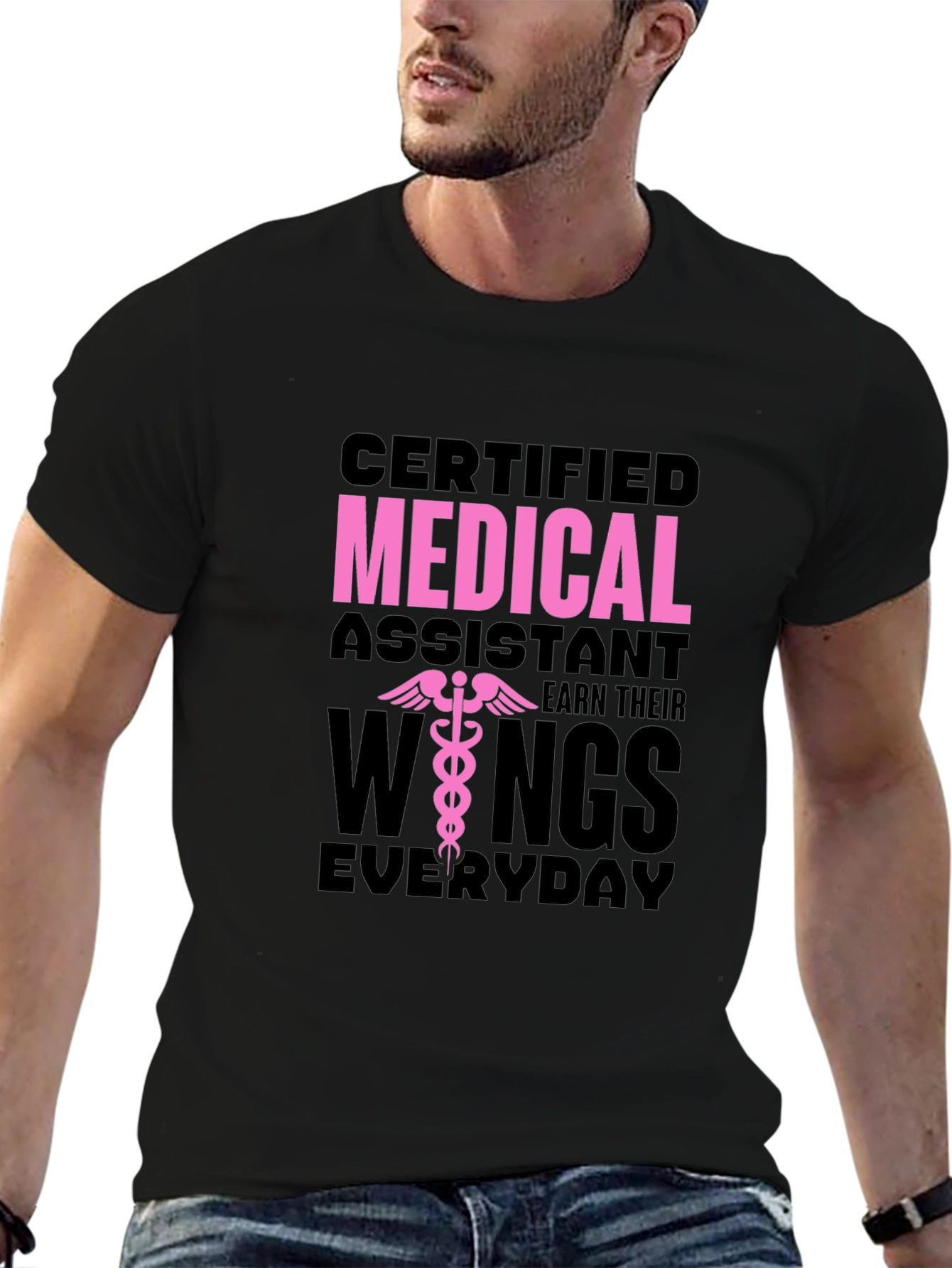 Black Certified Medical Assistant T-Shirt view 6