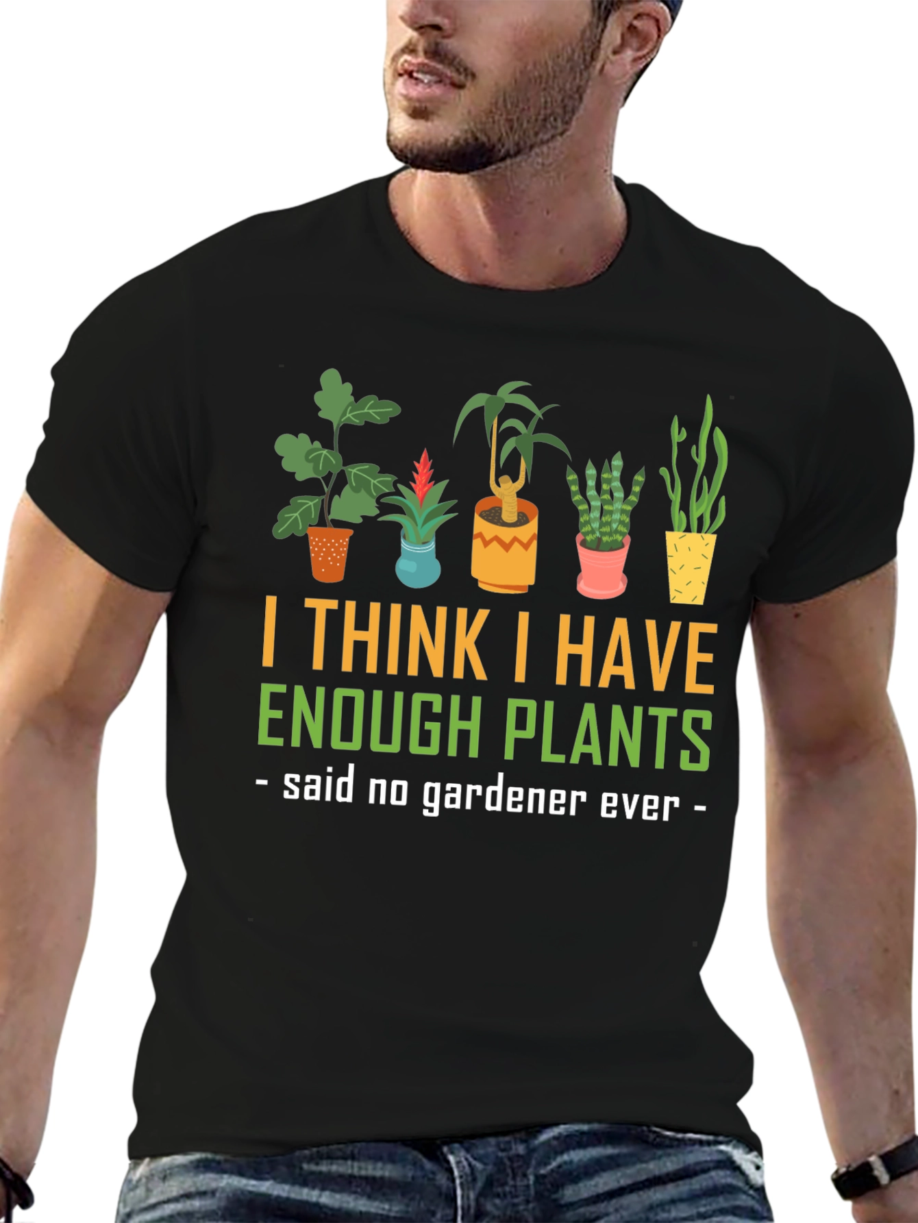 Black Funny Gardener Plant Lover T-Shirt view 6