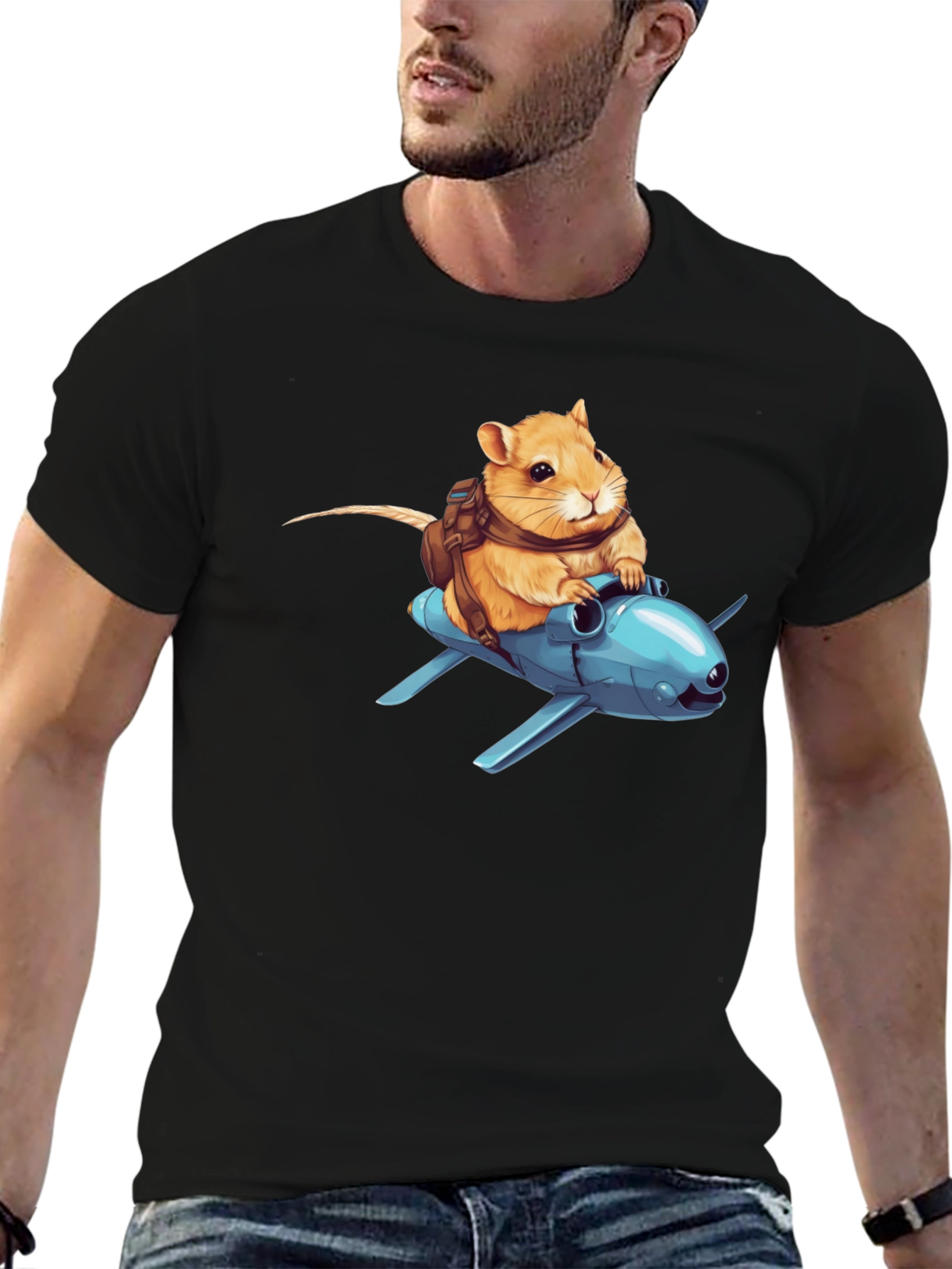 Black Gerbil Aviator T-Shirt view 6