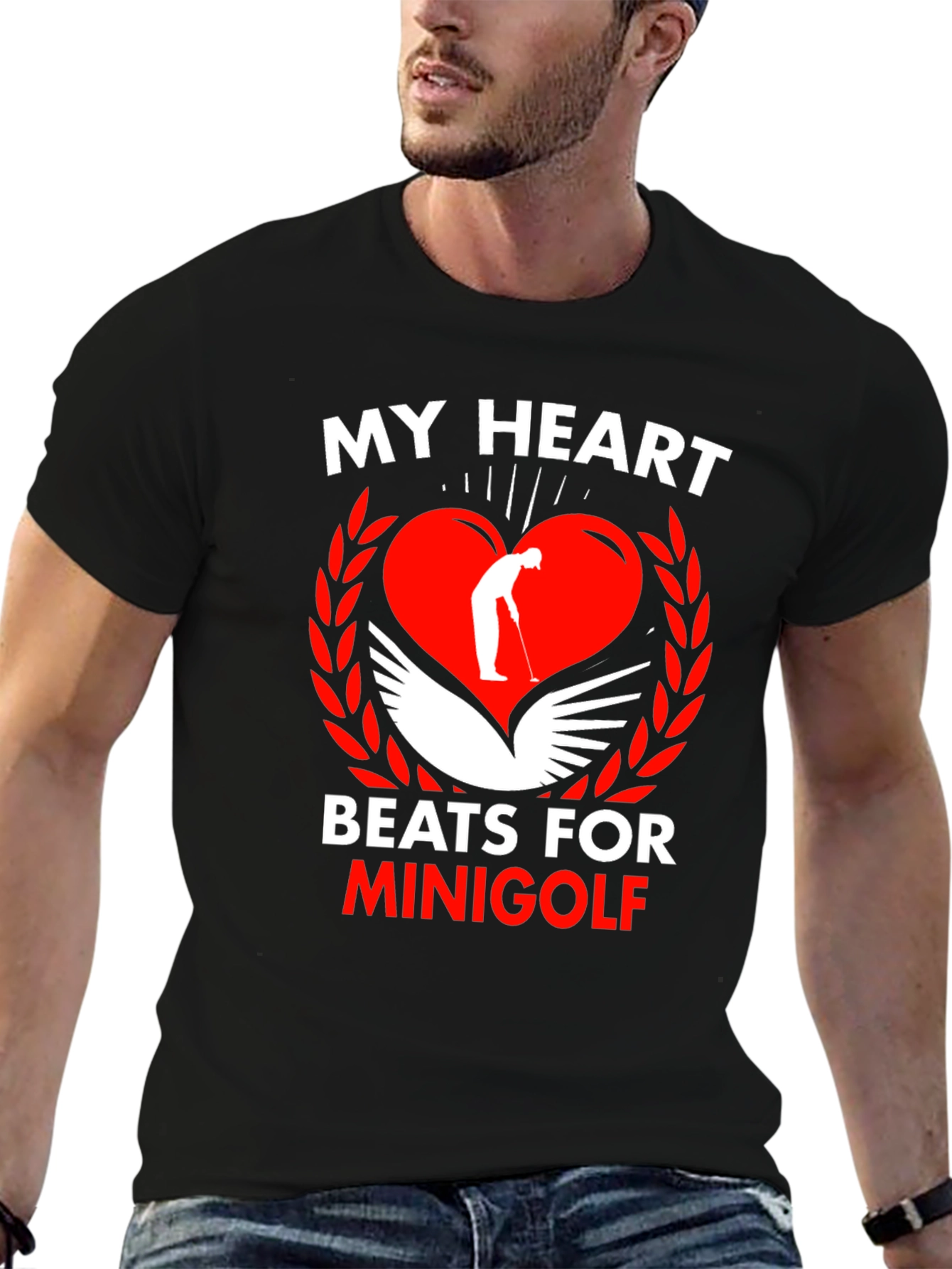 Black My Heart Beats for Minigolf Graphic Tee view 6