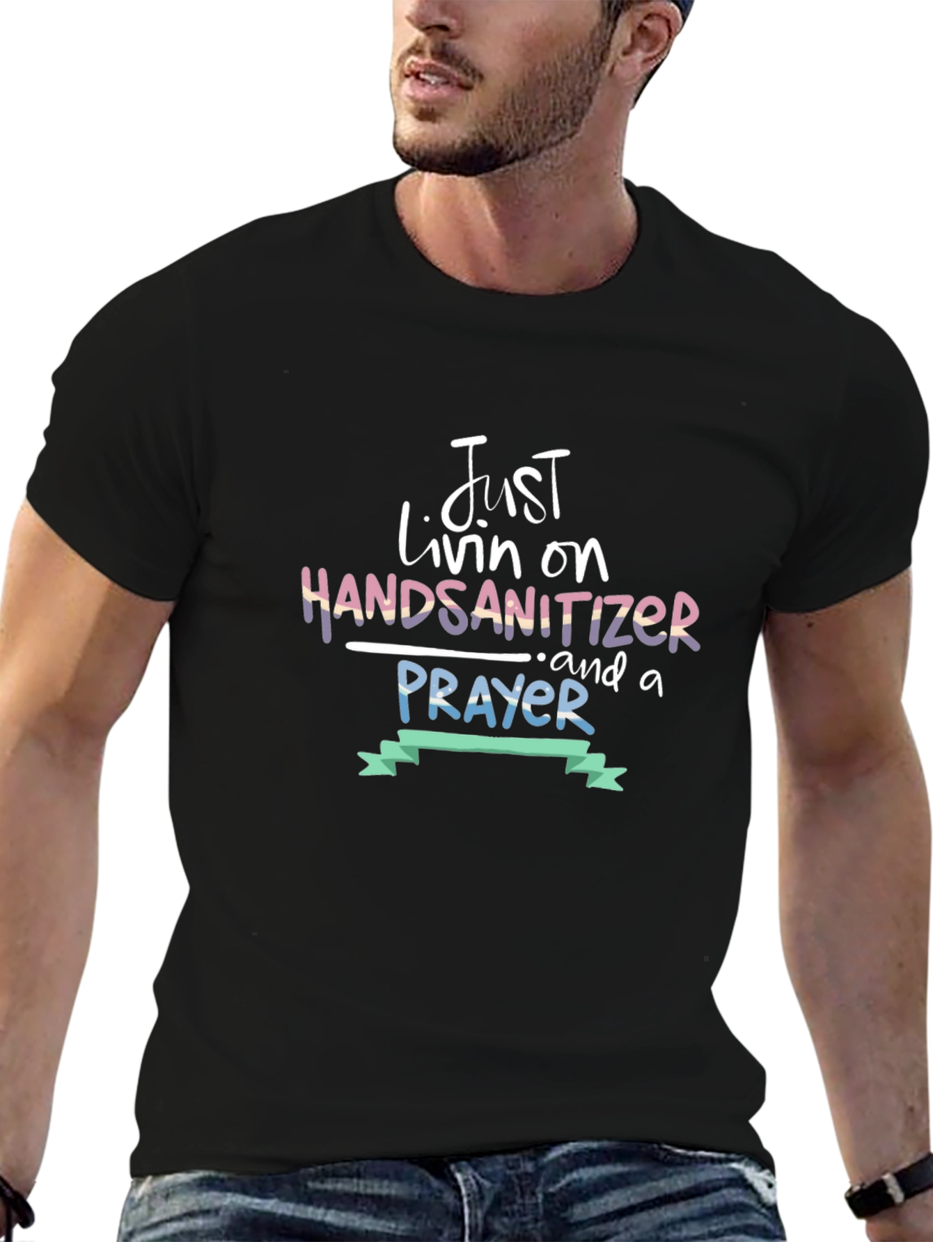 Black Just Livin' on Hand Sanitizer Tee view 6