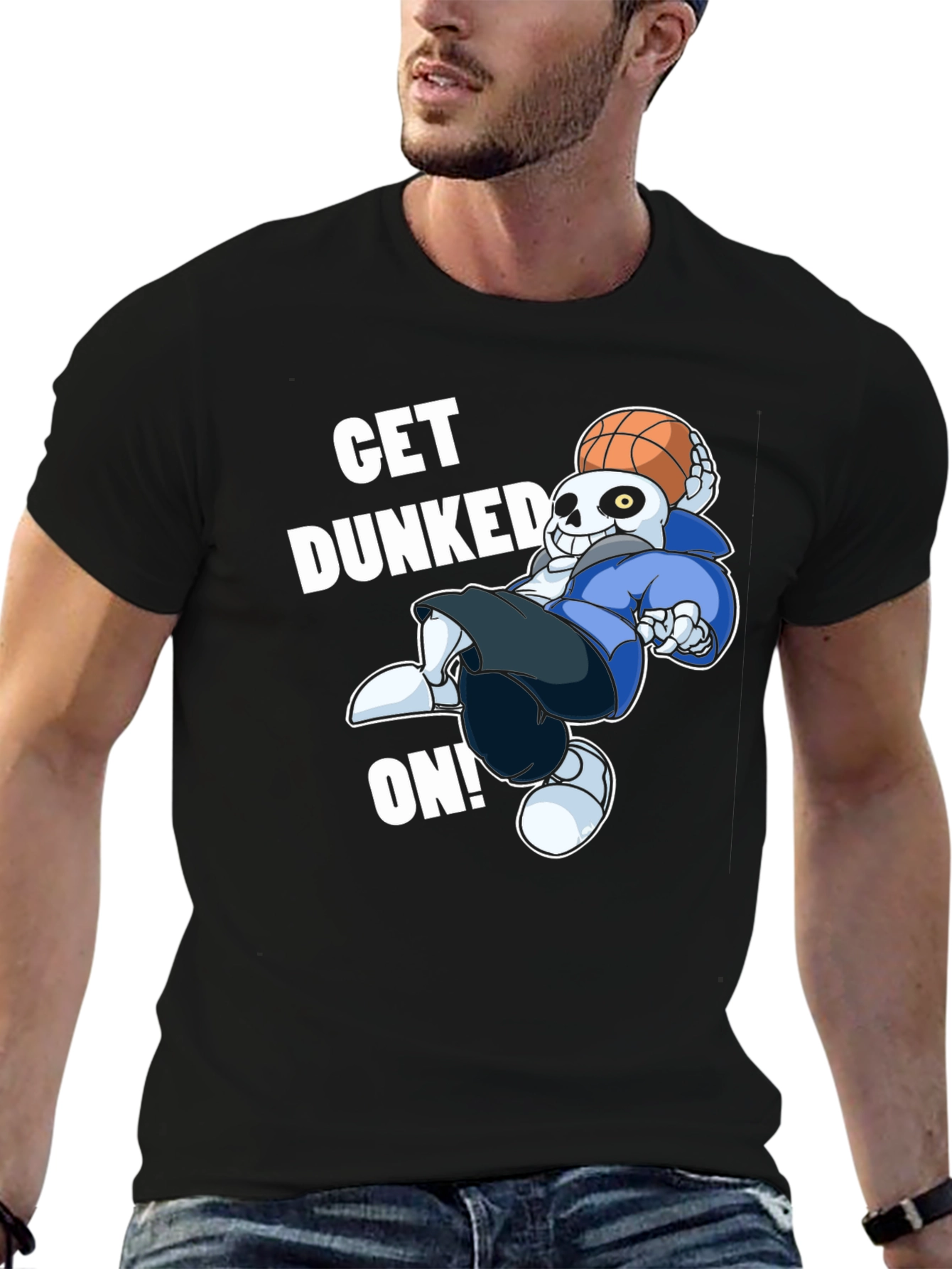 Black Get Dunked On! Novelty Graphic T-Shirt view 6