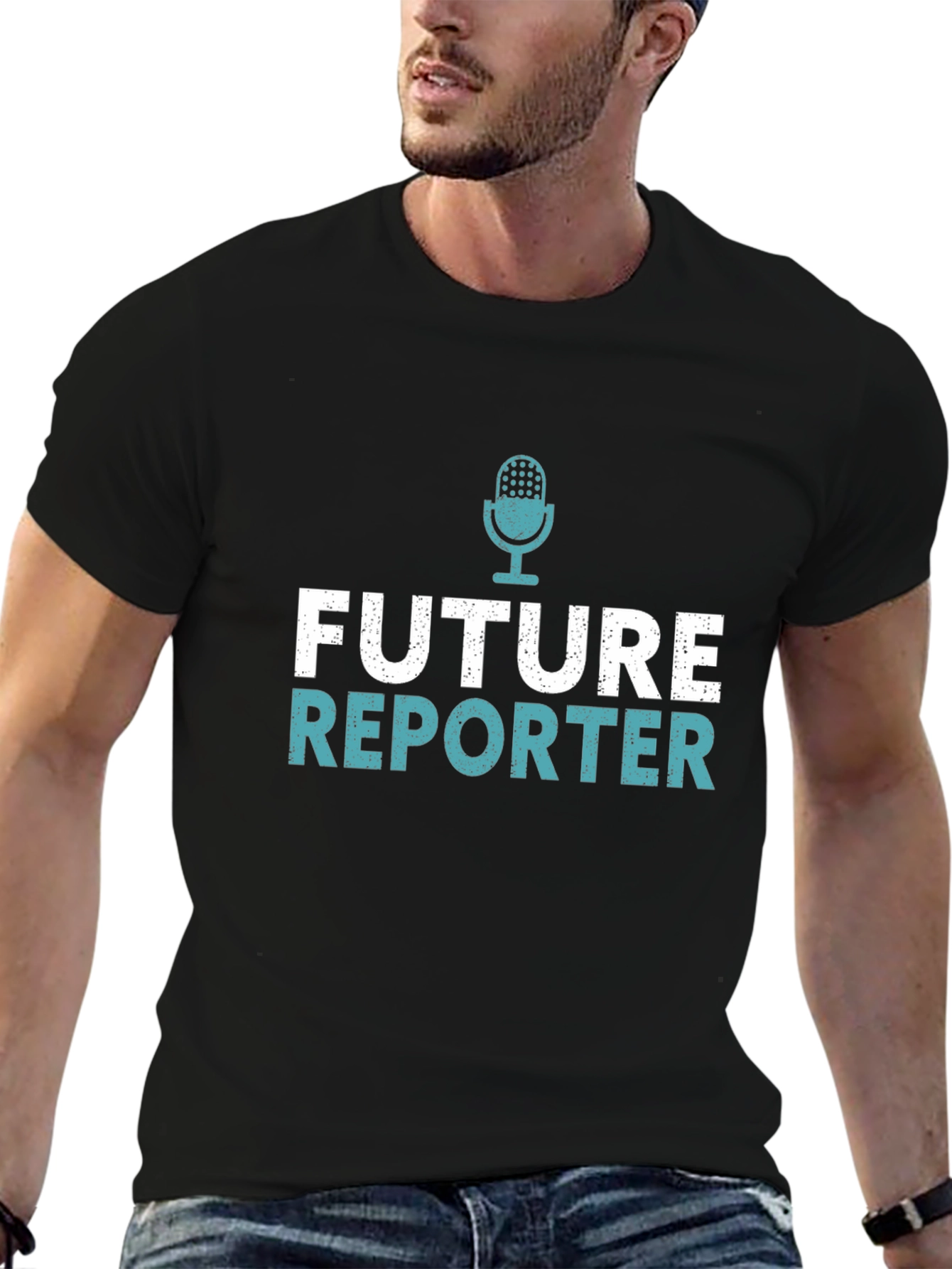 Black Future Reporter Graphic Tee - Black Cotton T-Shirt view 6