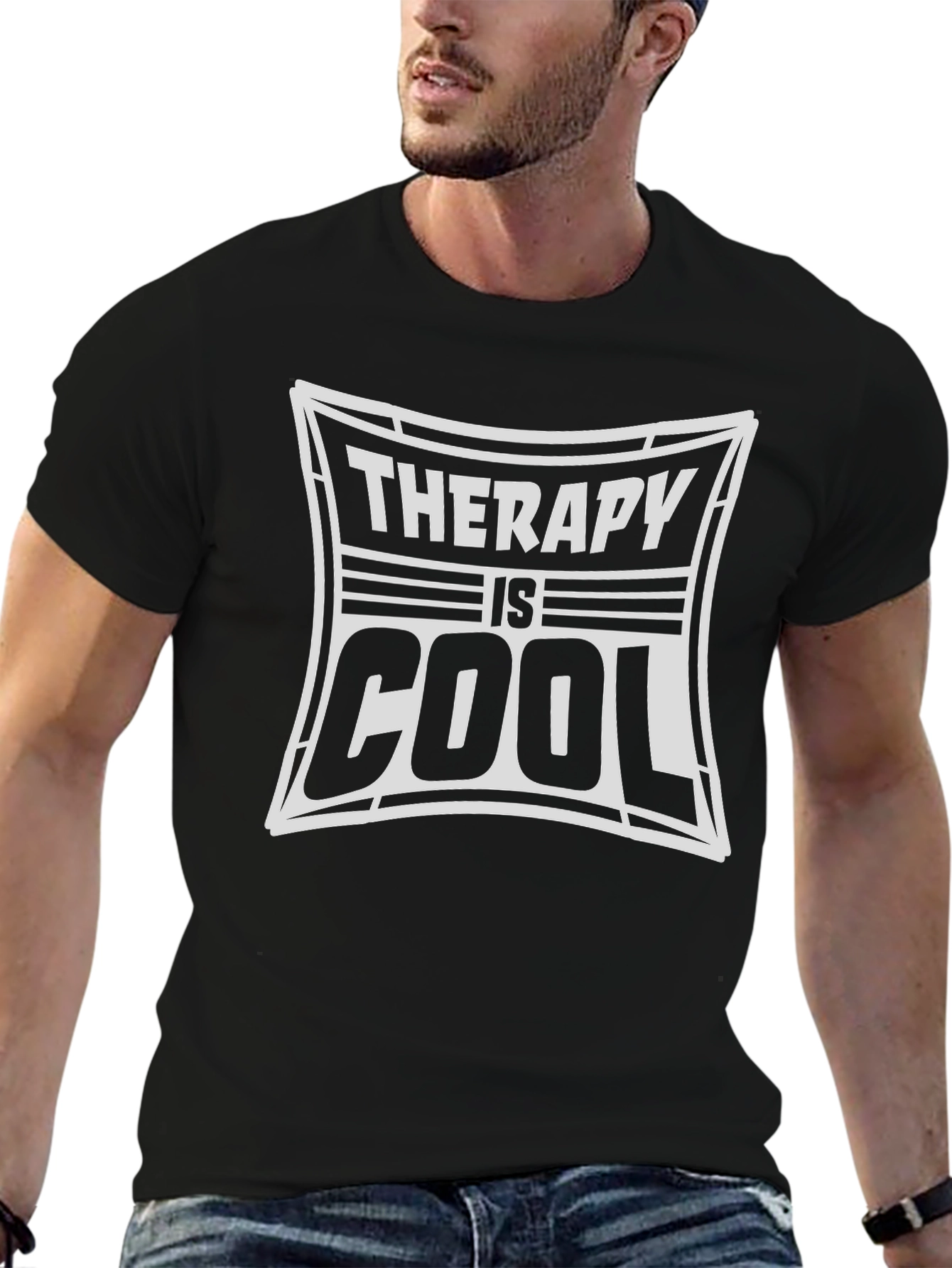 Black Therapy Is Cool Graphic Tee - Comfort Fit view 6