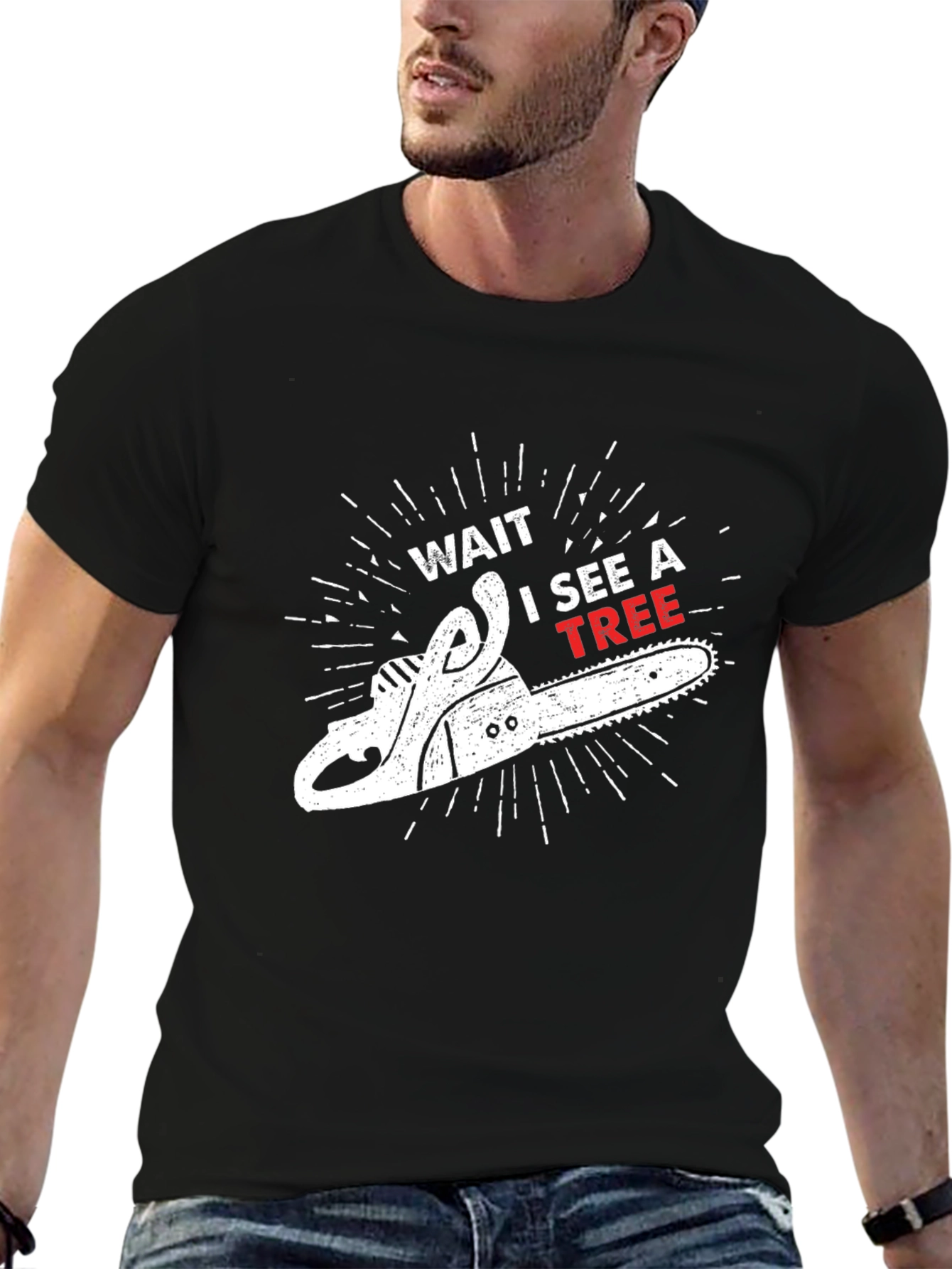 Black Wait I See A Tree Graphic Tee view 6