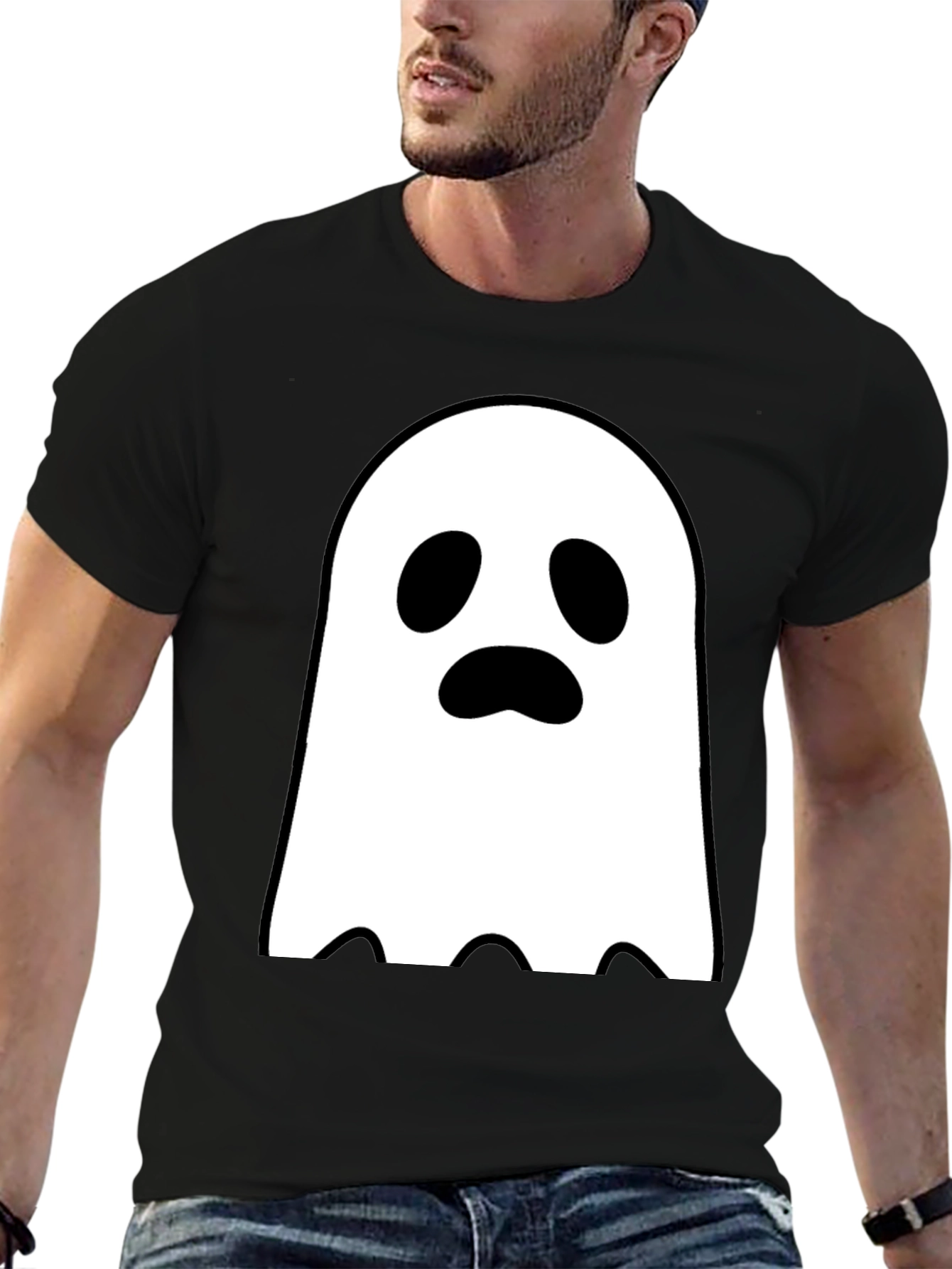 Black Ghost Graphic Tee - Spooky Season Style view 6