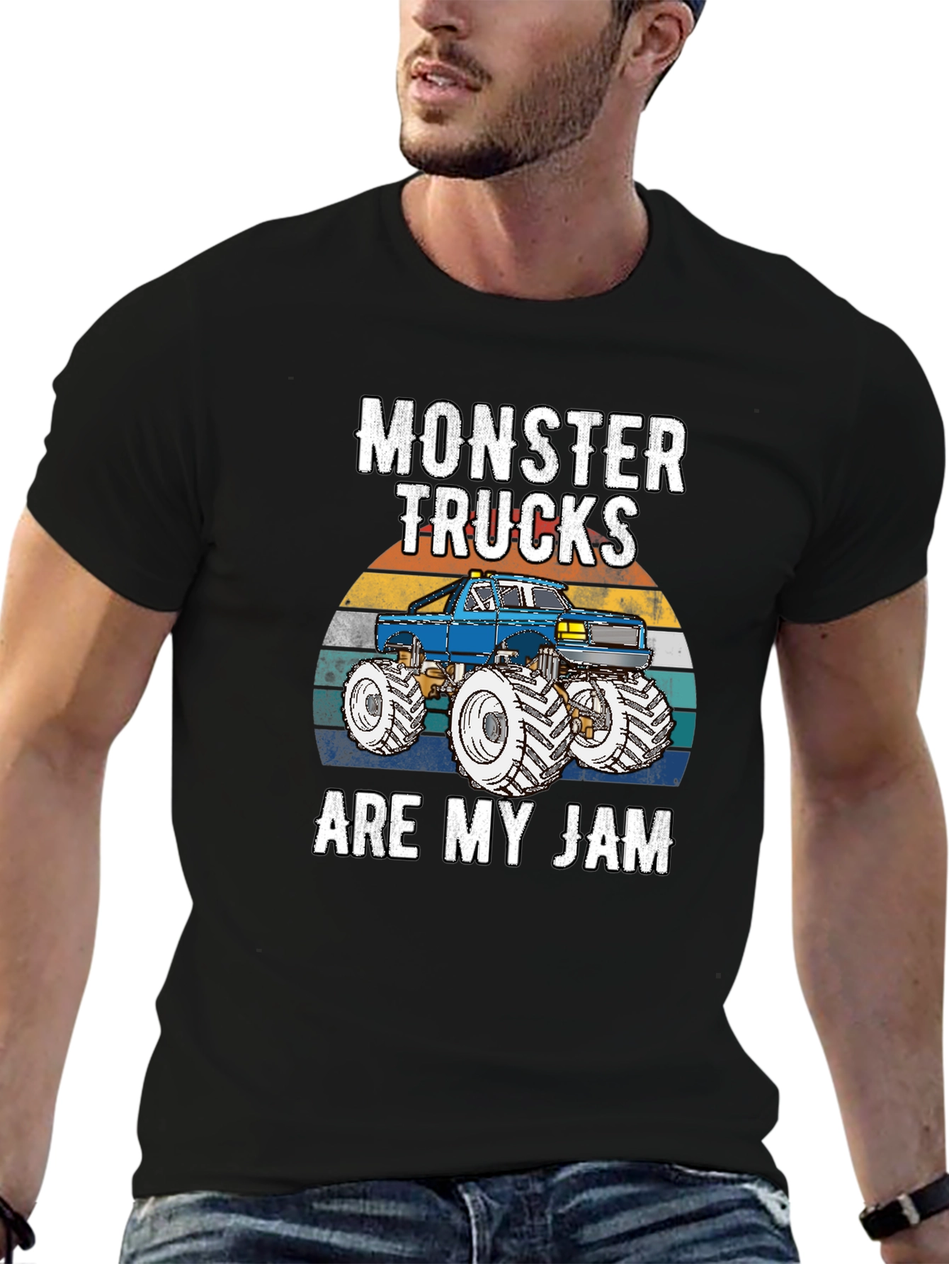 Black Monster Trucks Are My Jam Graphic Tee view 6