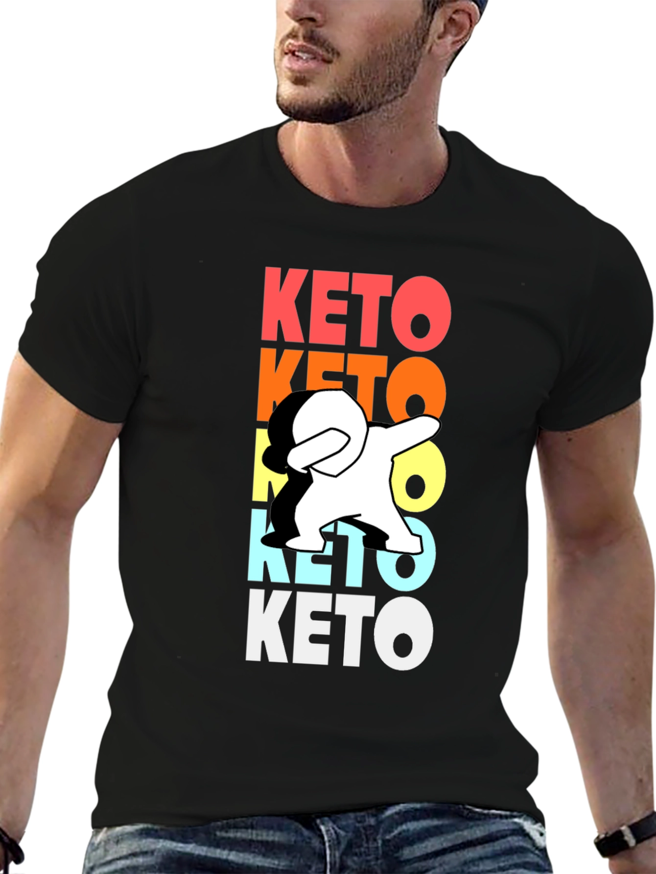 Black Keto Dab Funny Graphic T-Shirt view 6