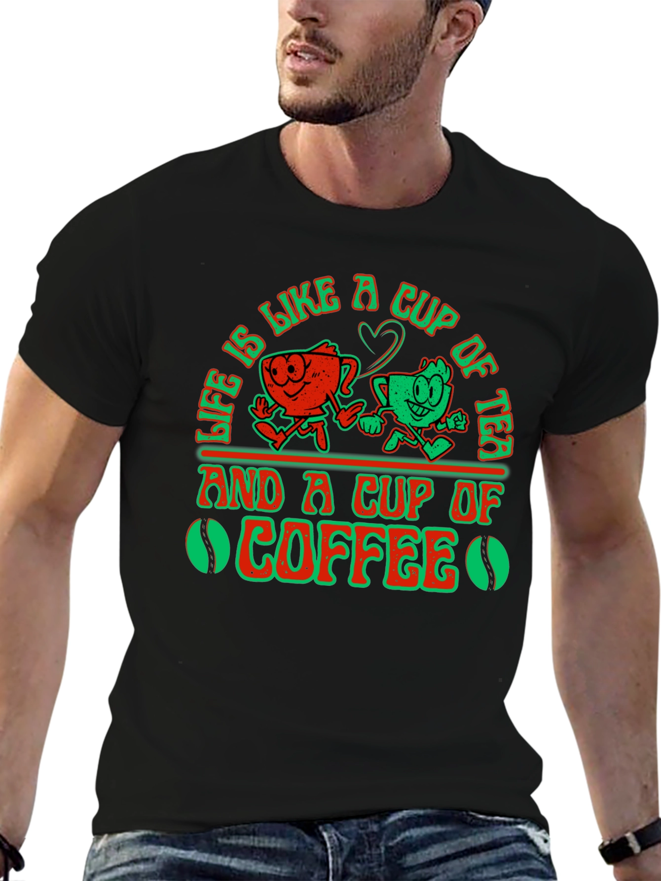 Black Life Is Like A Cup of Tea and Coffee Graphic T-Shirt view 6