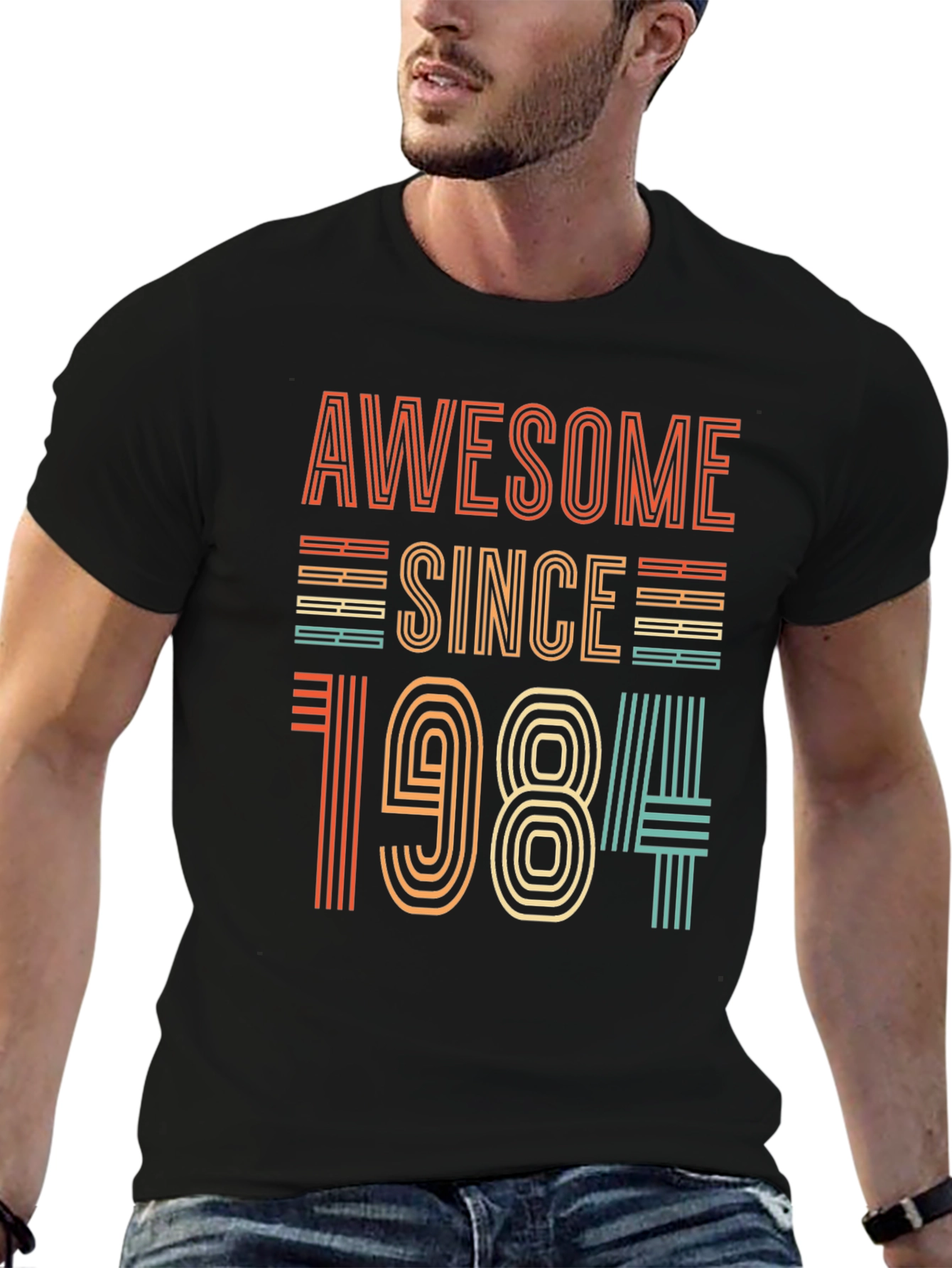 Black Awesome Since 1984 T-Shirt - Retro Birthday Gift view 6