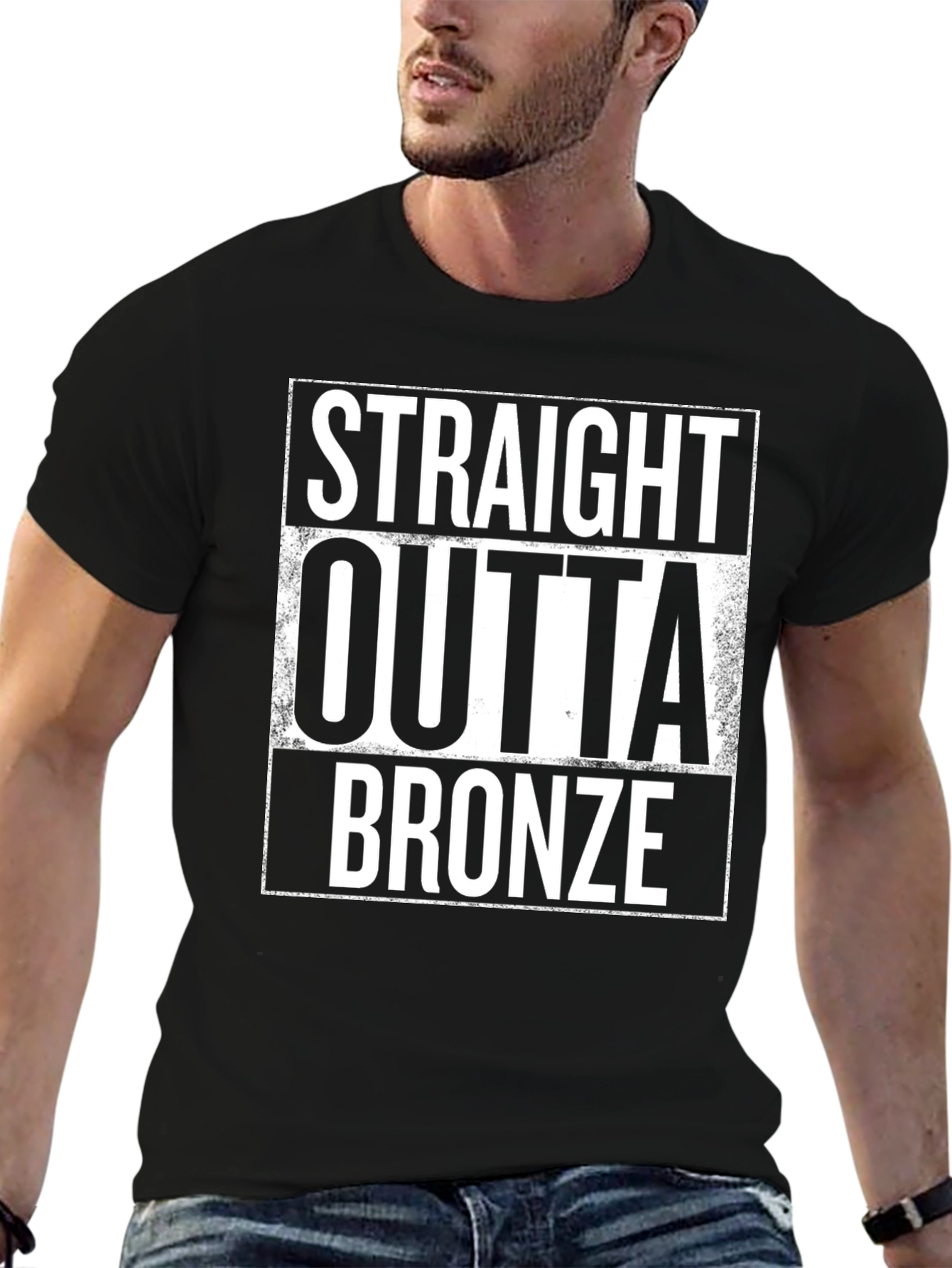 Black Straight Outta Bronze Funny Graphic Tee view 6