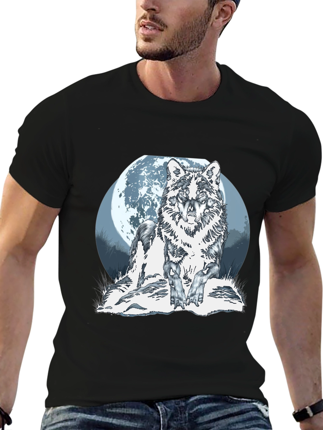 Black Wolf Moon Graphic Tee view 6