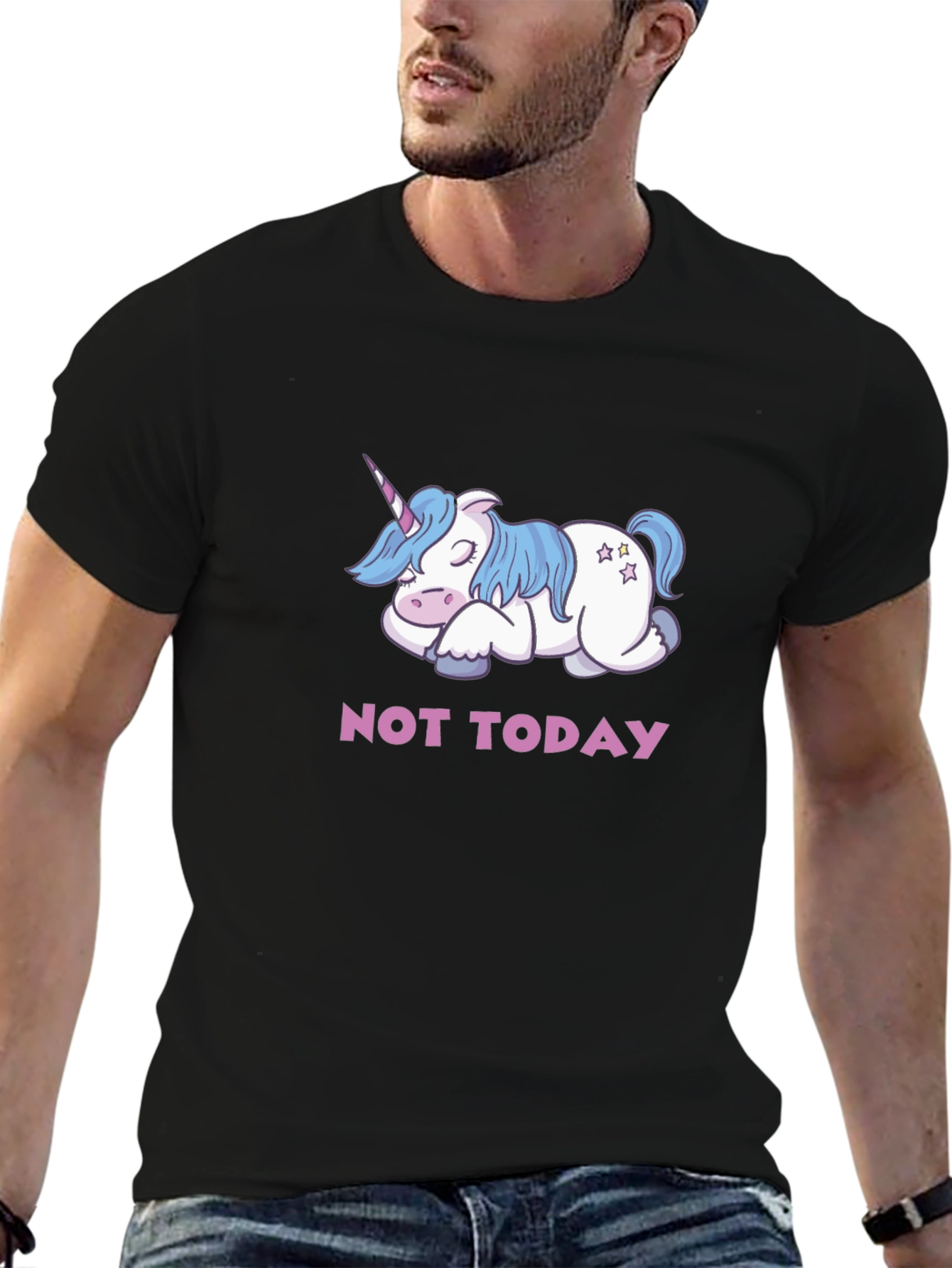Black Not Today Unicorn T-Shirt - Cute & Funny Tee view 6