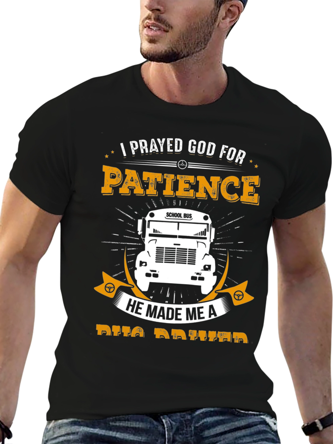 Black Patience School Bus Driver T-Shirt view 6