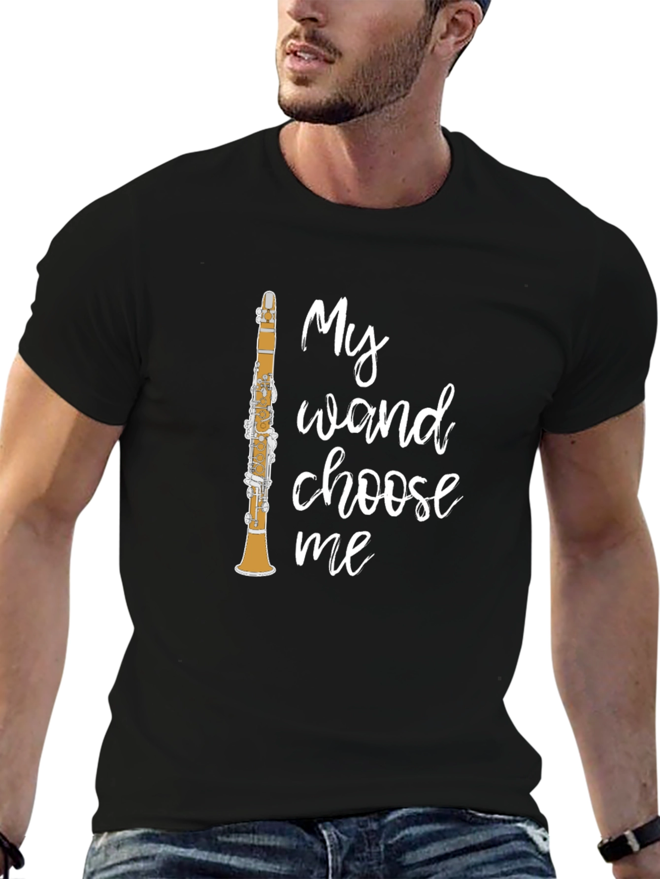 Black My Wand Choose Me Clarinet Player T-Shirt view 6