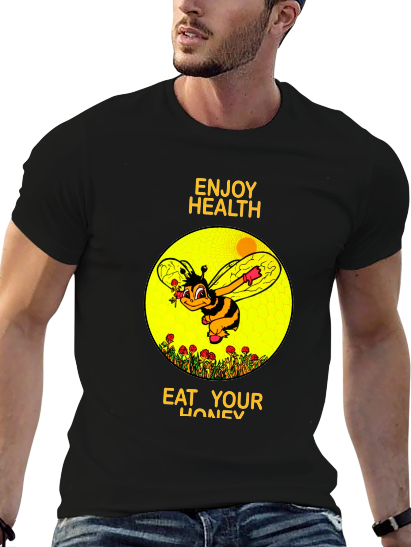 Black Enjoy Health Bee T-Shirt view 6