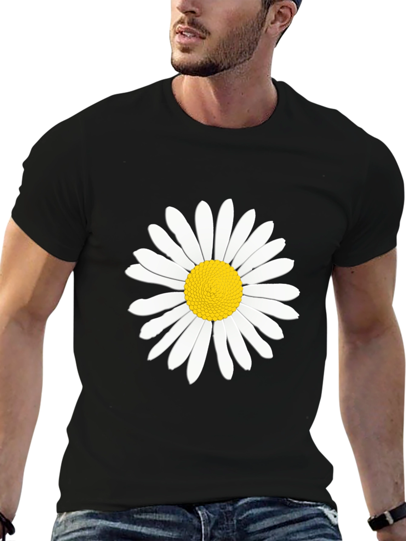 Black Black Daisy T-Shirt - Casual Men's Tee view 6