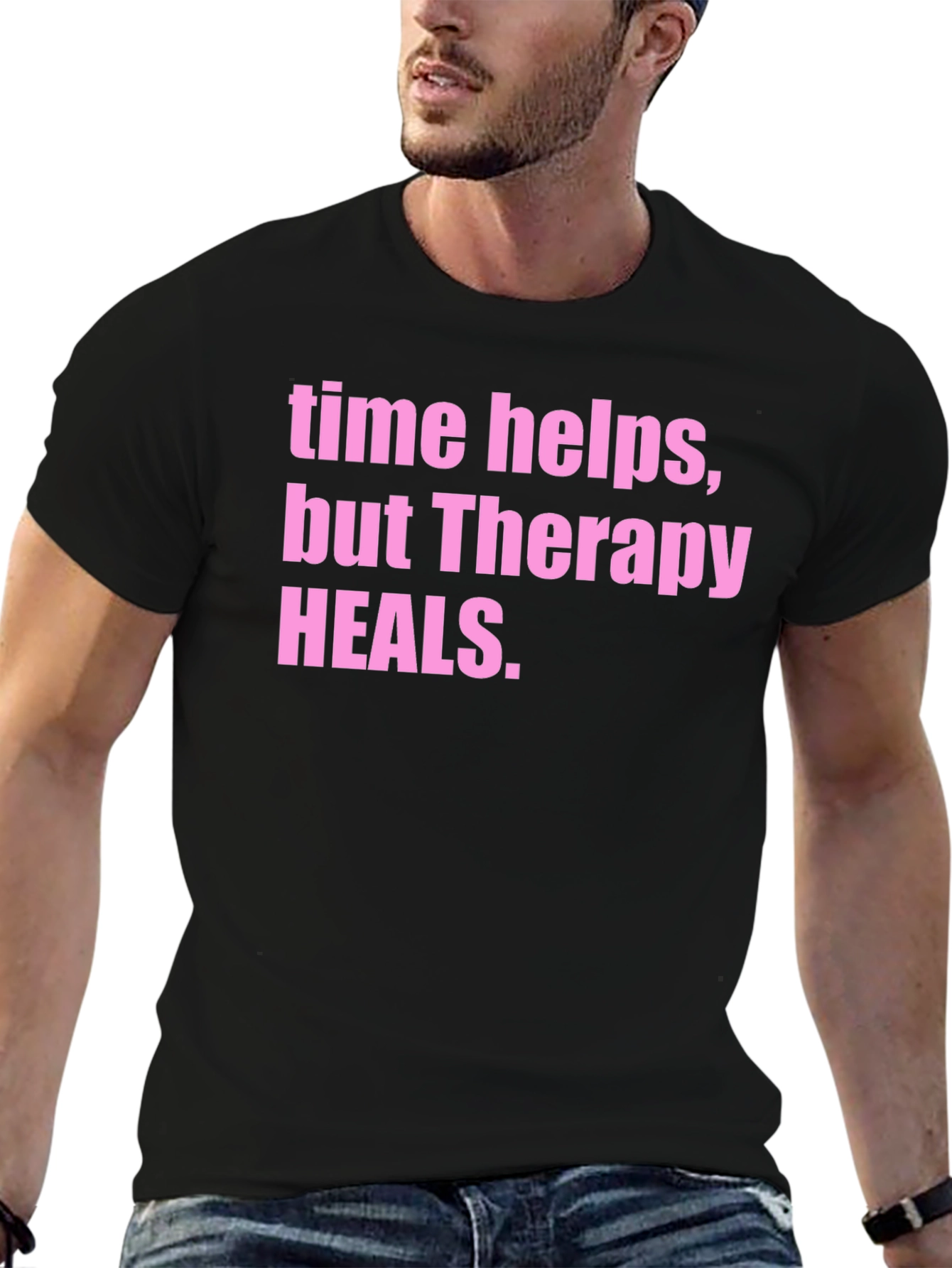 Black Therapy Heals Graphic Tee - Black view 6