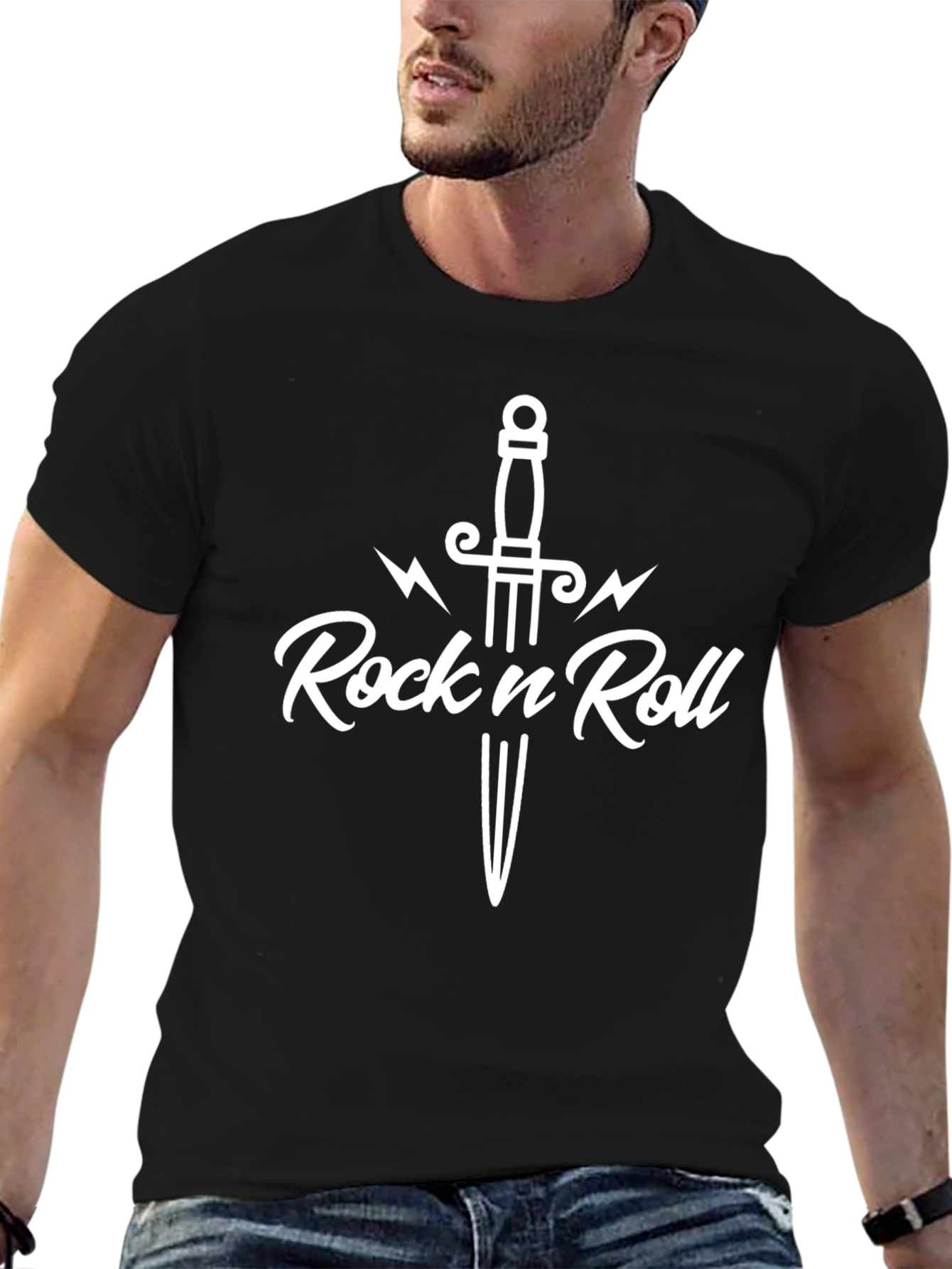 Black Rock n Roll Sword Graphic T-Shirt view 6