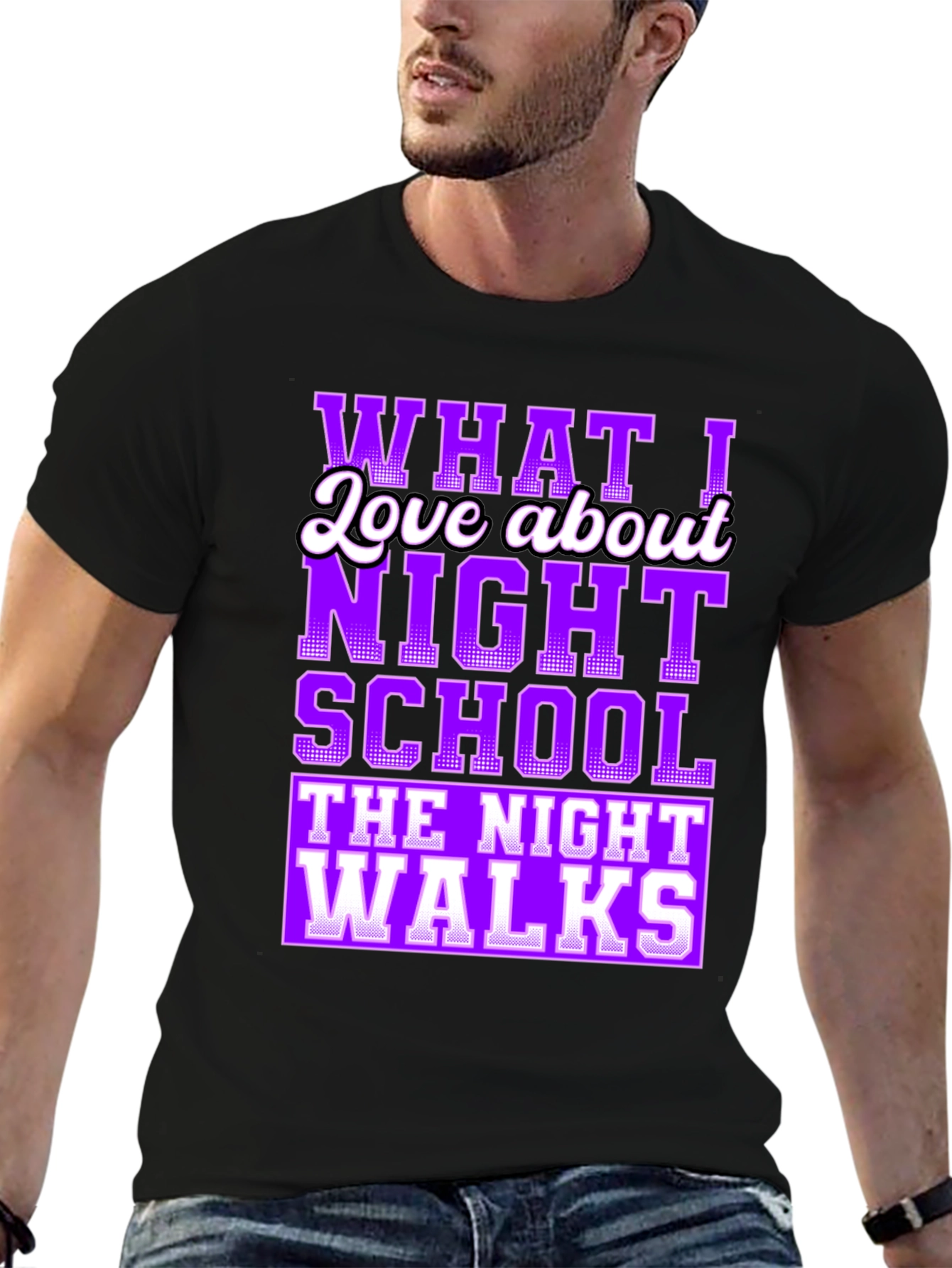 Black Night School Graphic T-Shirt - Humorous Tee view 6