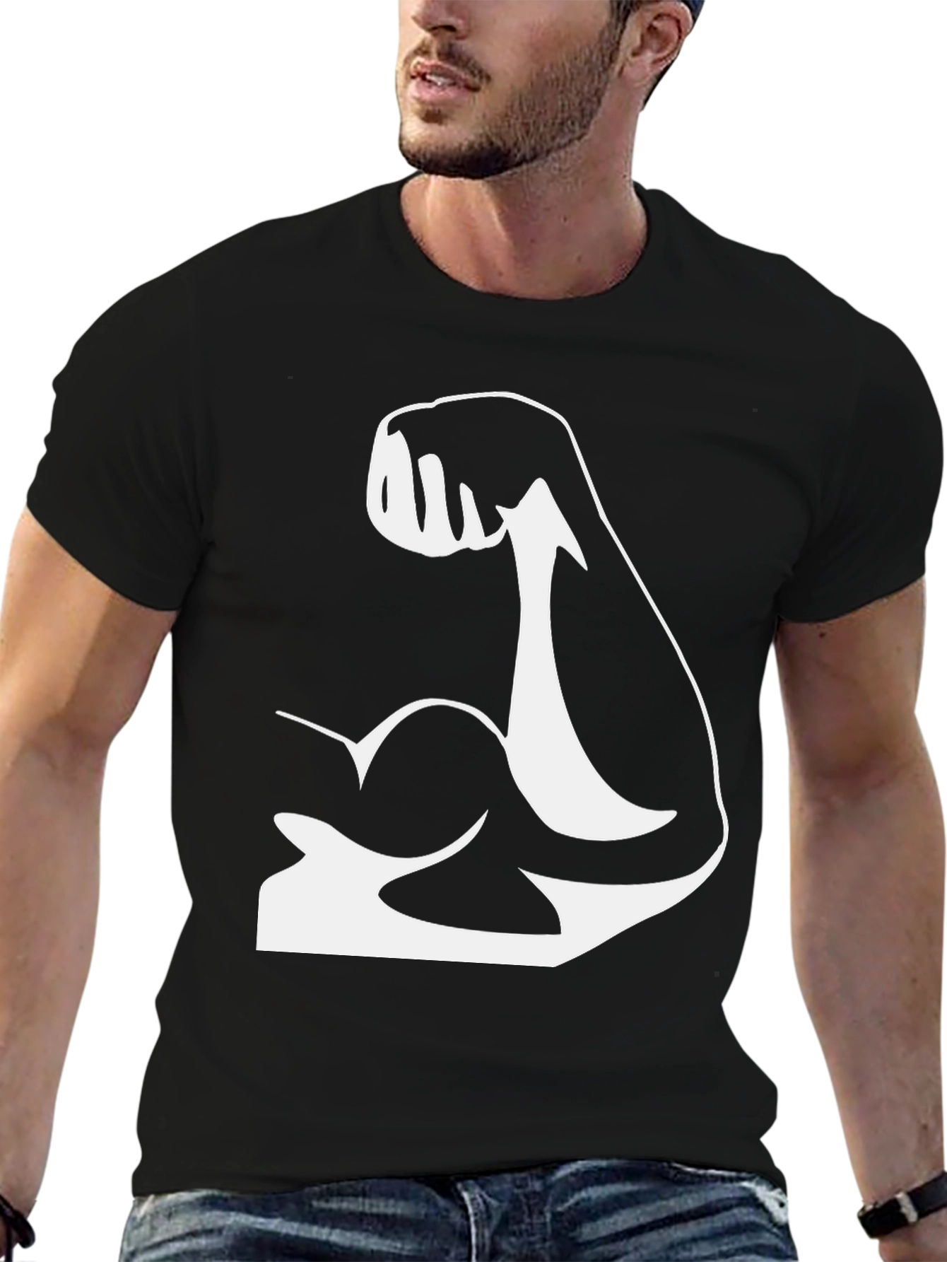 Black Muscle Man Black Tee view 6