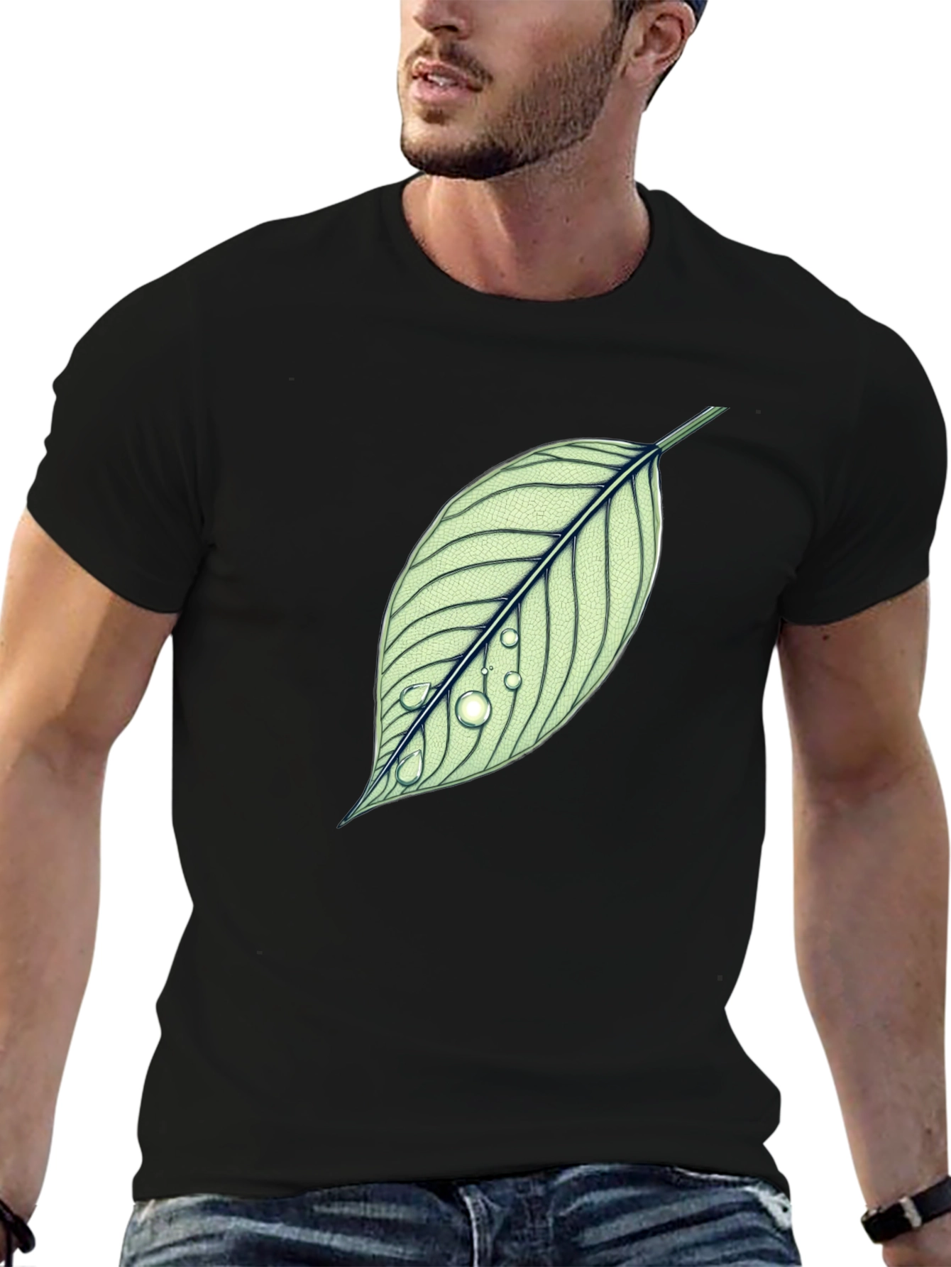 Black Leaf T-Shirt - Nature Inspired Graphic Tee view 6