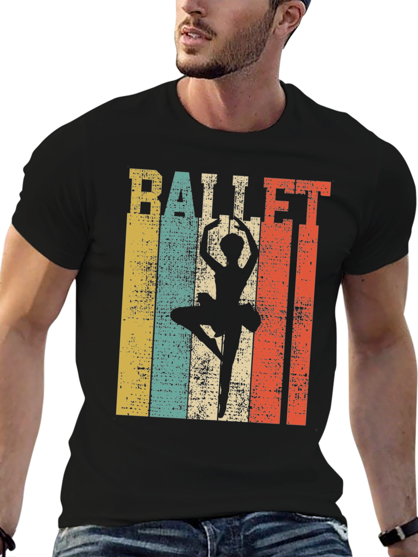 Black Ballet Dancer Retro Style Graphic Tee view 6
