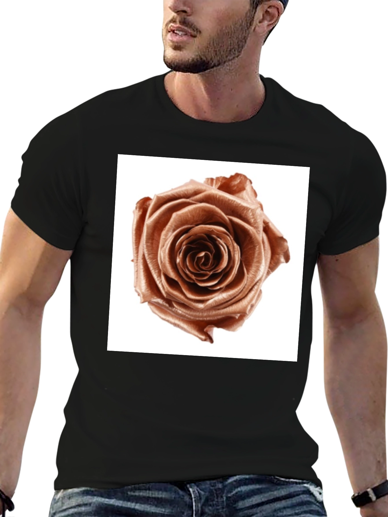 Black Rose Graphic Tee - Modern Floral Design view 6