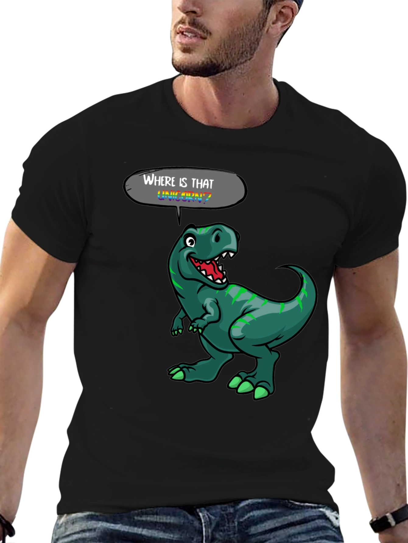 Black Dinosaur T-Shirt - Where is That Unicorn? view 6
