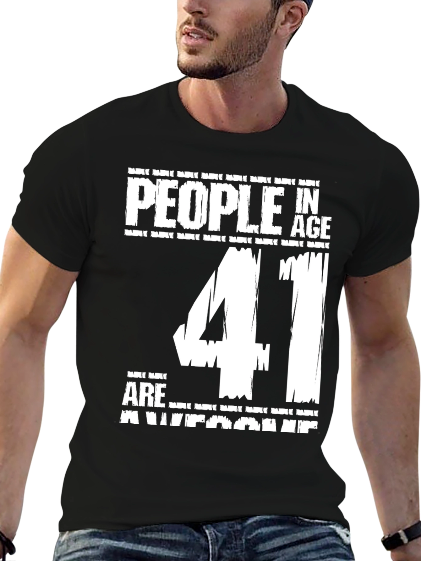Black Awesome 41 Year Old Birthday T-Shirt view 6