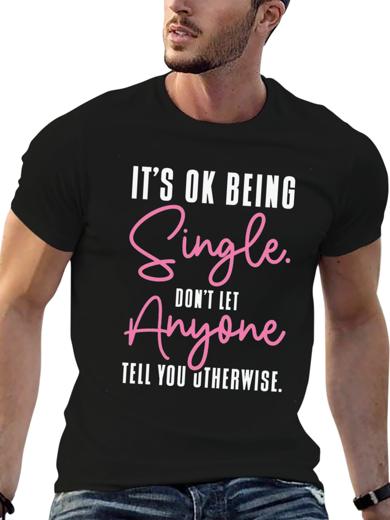 Black It's Ok Being Single Graphic Tee view 6