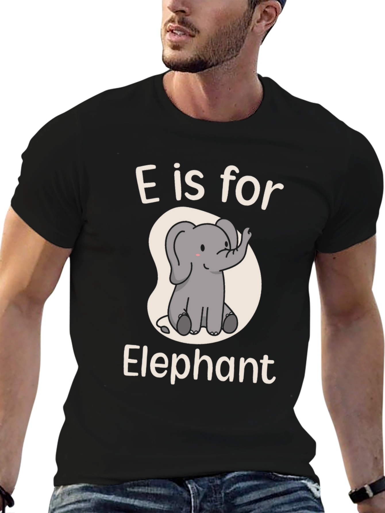 Black E is for Elephant T-Shirt view 6