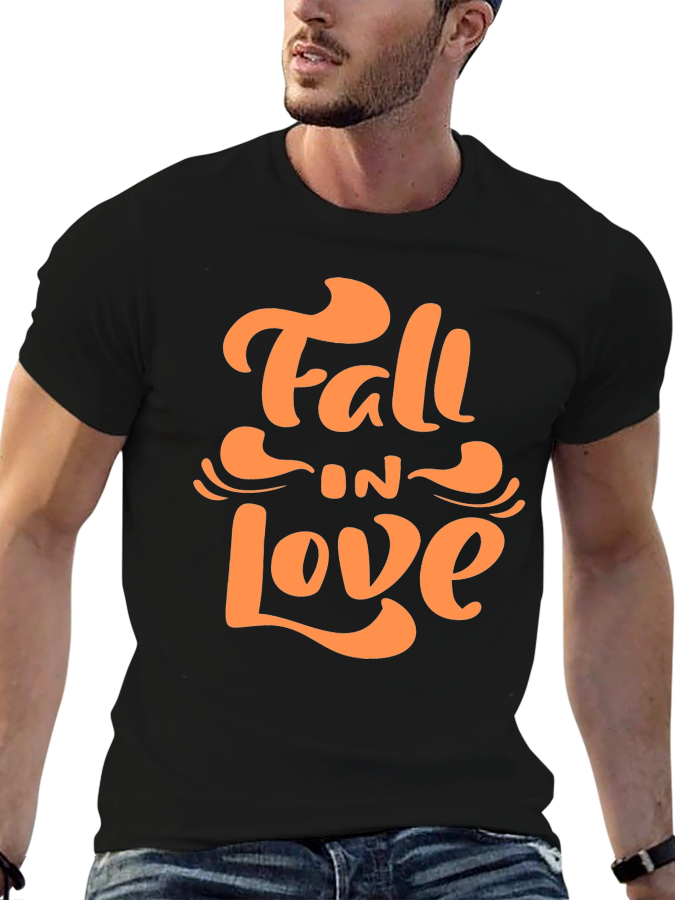 Black Fall in Love Graphic Tee - Stylish Autumn Apparel view 6