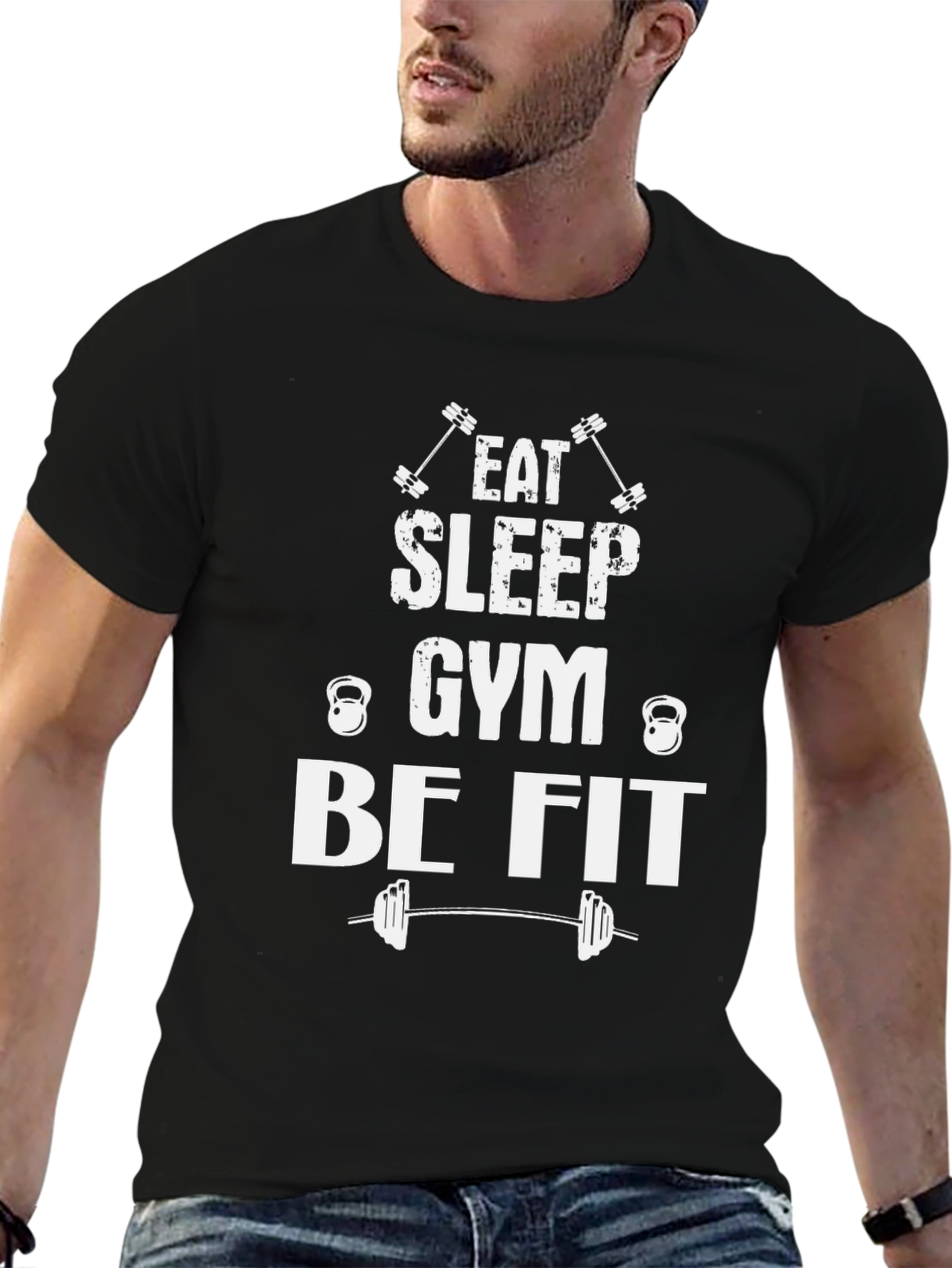 Black Eat Sleep Gym Be Fit T-Shirt view 6