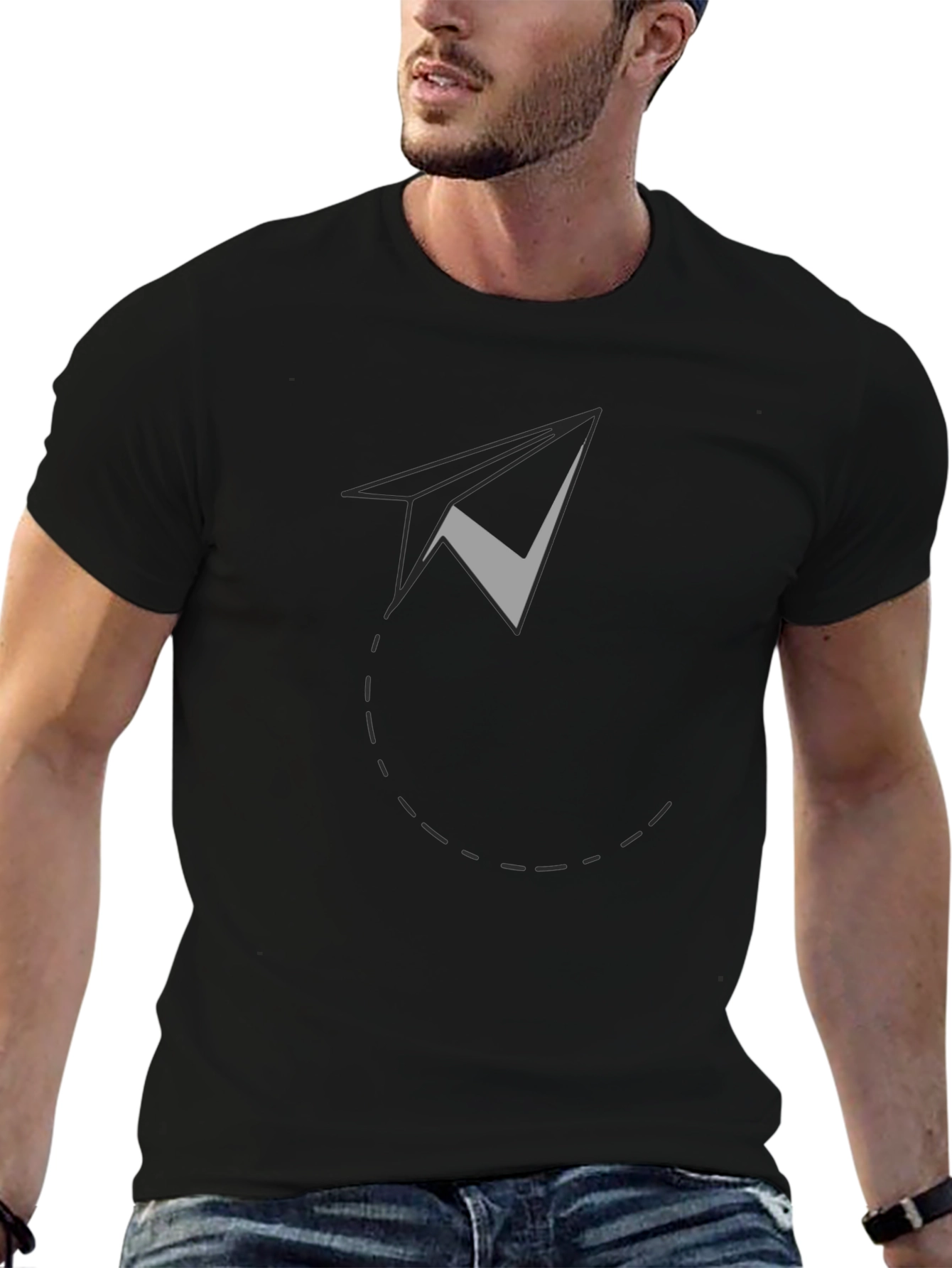 Black Men's Black Paper Airplane Graphic Tee view 6
