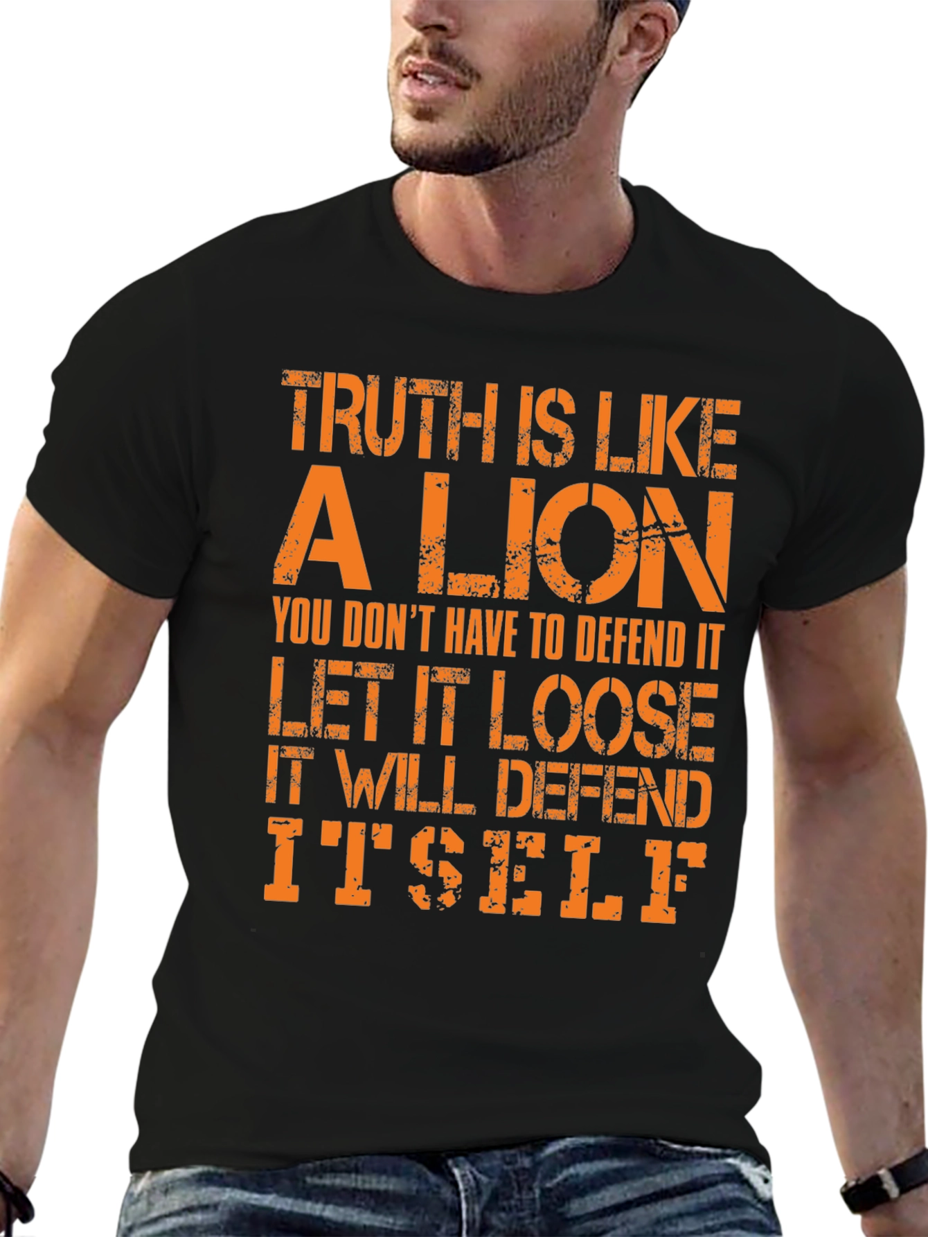 Black Truth Lion Graphic Tee - Bold Statement T-Shirt view 6