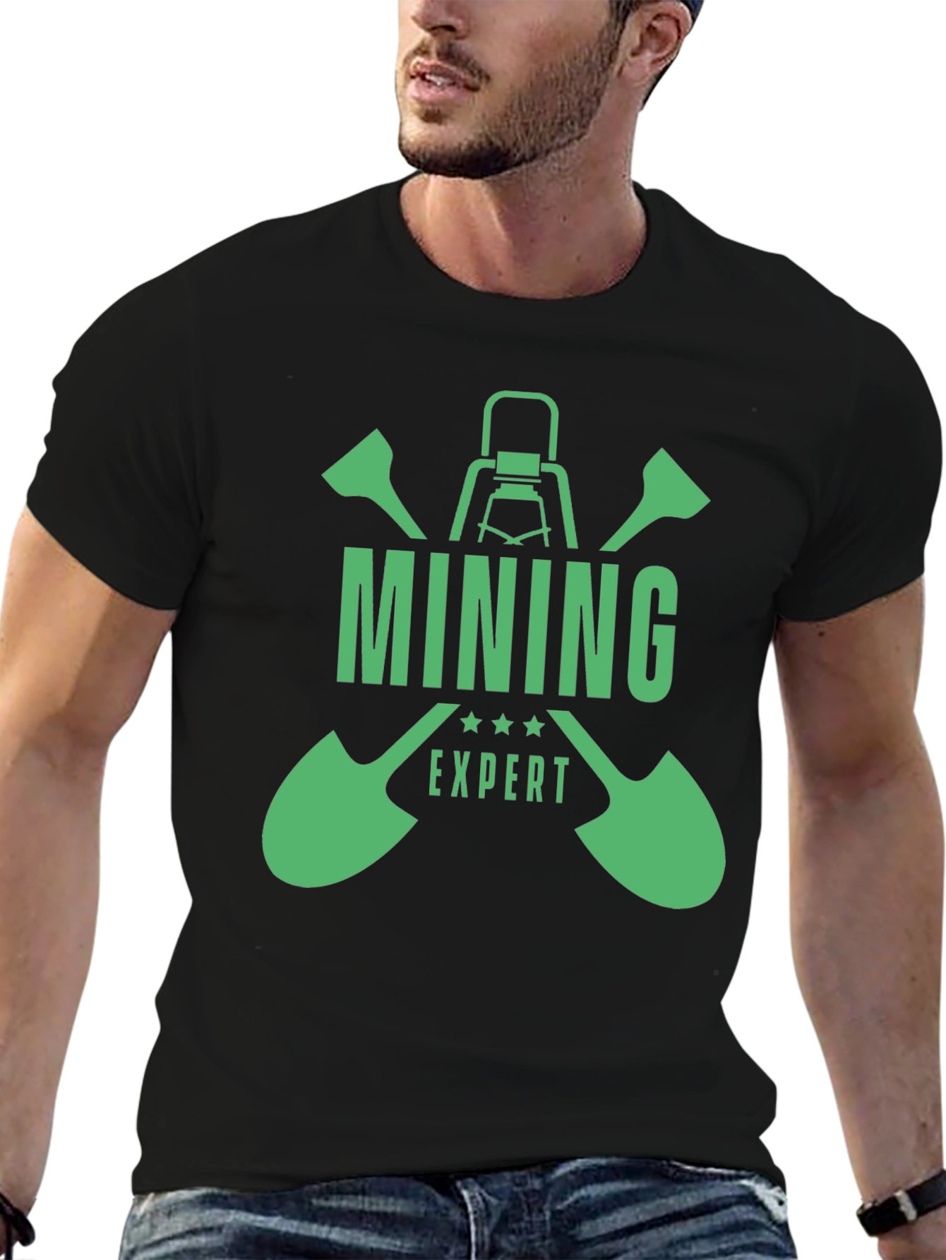 Black Mining Expert Graphic T-Shirt - Black view 6