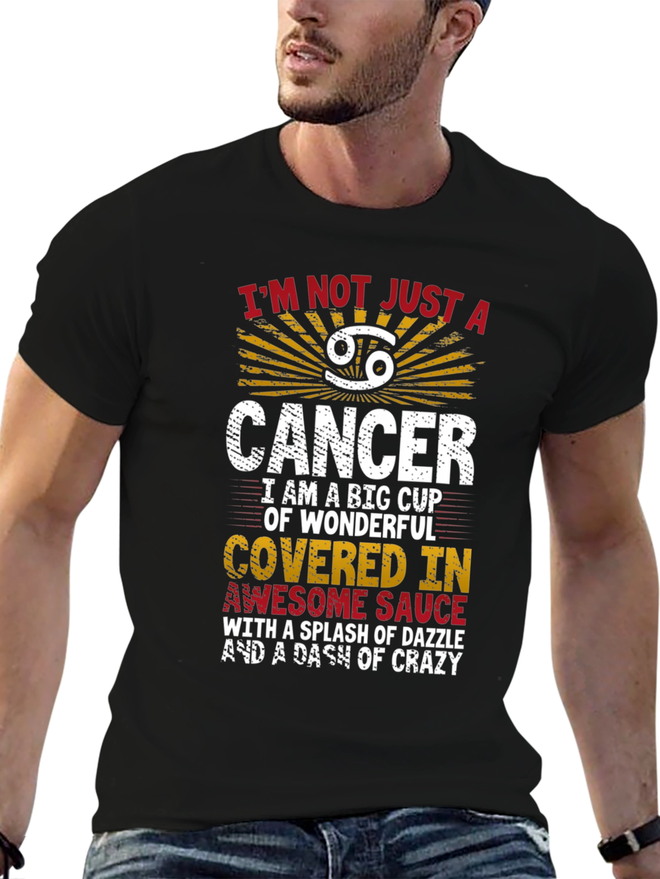 Black Cancer Zodiac Sign T-Shirt: Awesome & Crazy Edition view 6