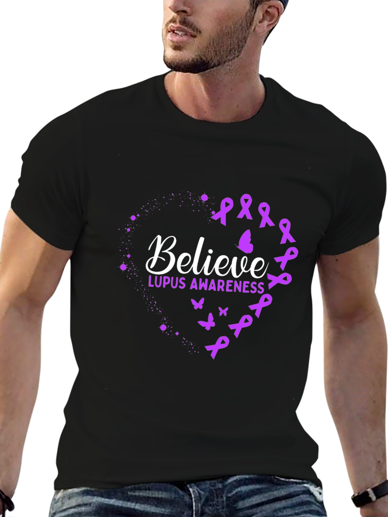 Black Believe Lupus Awareness T-Shirt - Unisex view 6