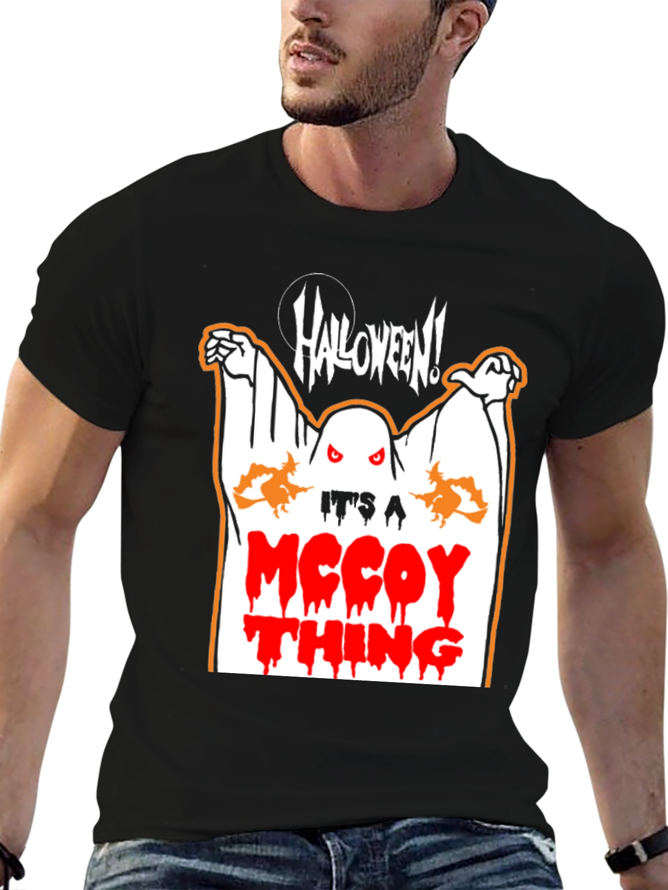 Black Halloween McCoy Thing Ghost Graphic T-Shirt view 6