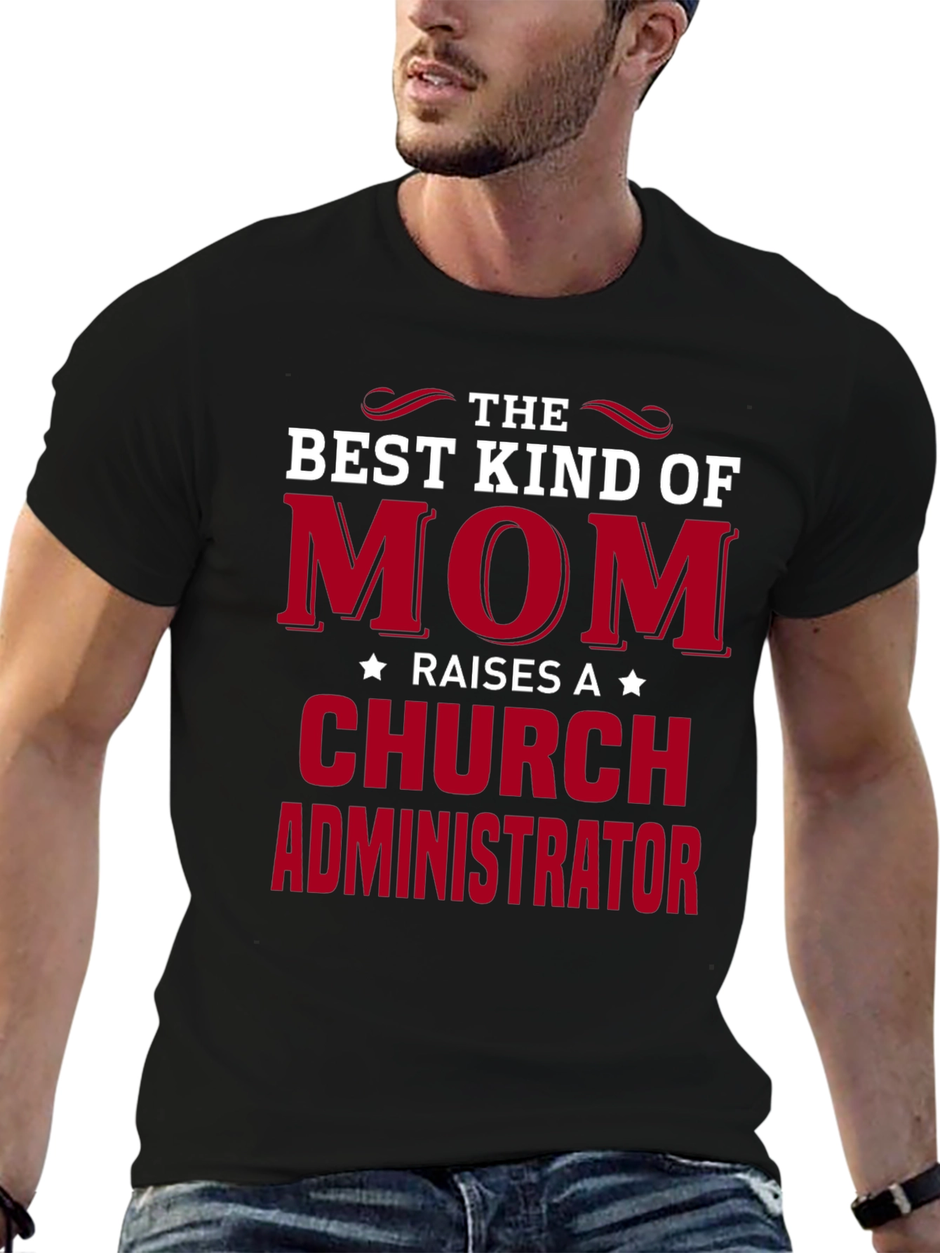 Black Best Kind of Mom Raises a Church Administrator T-Shirt view 6
