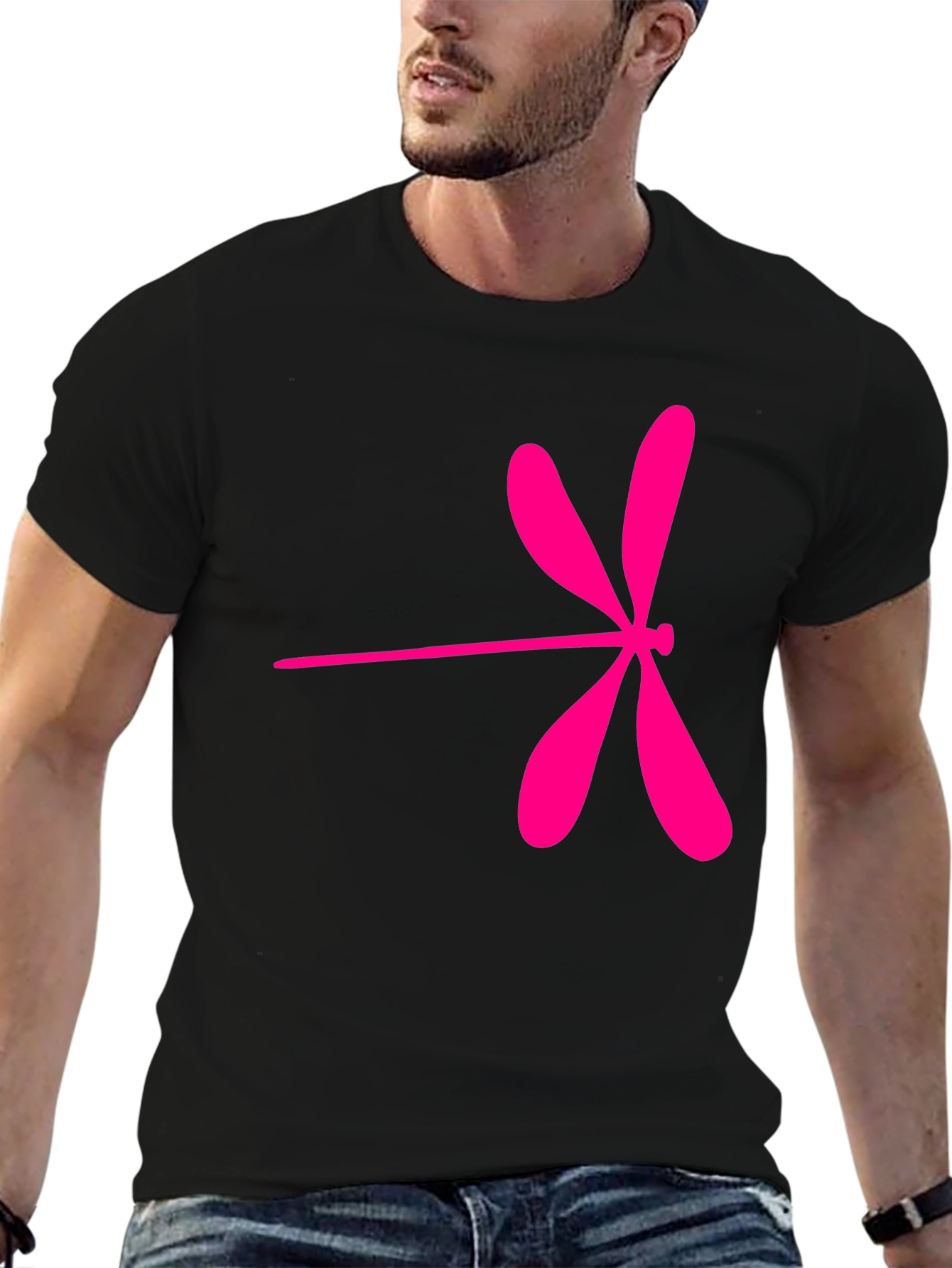 Black Pink Dragonfly Graphic T-Shirt view 6