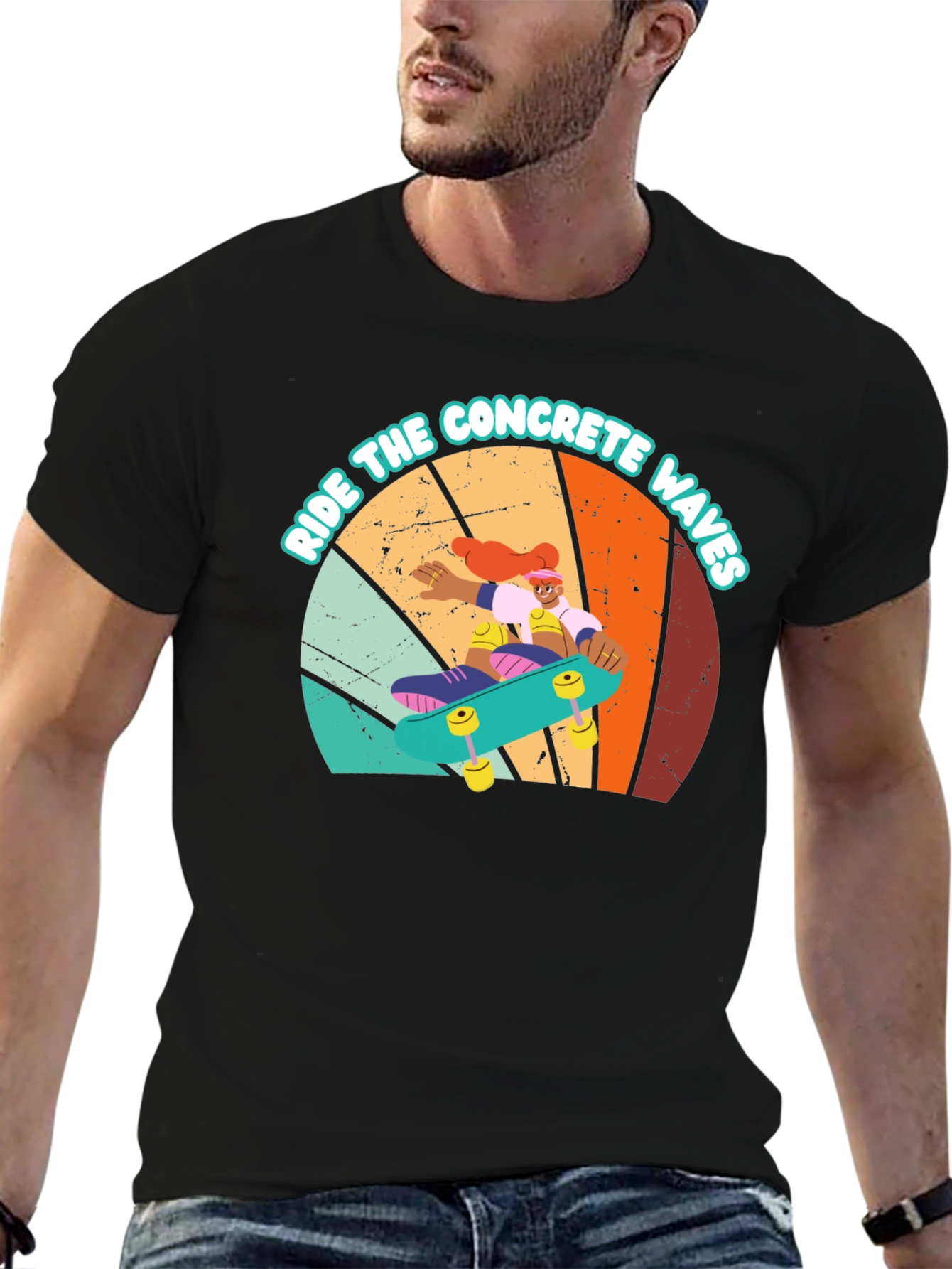 Black Ride Concrete Waves Black Graphic Tee view 6