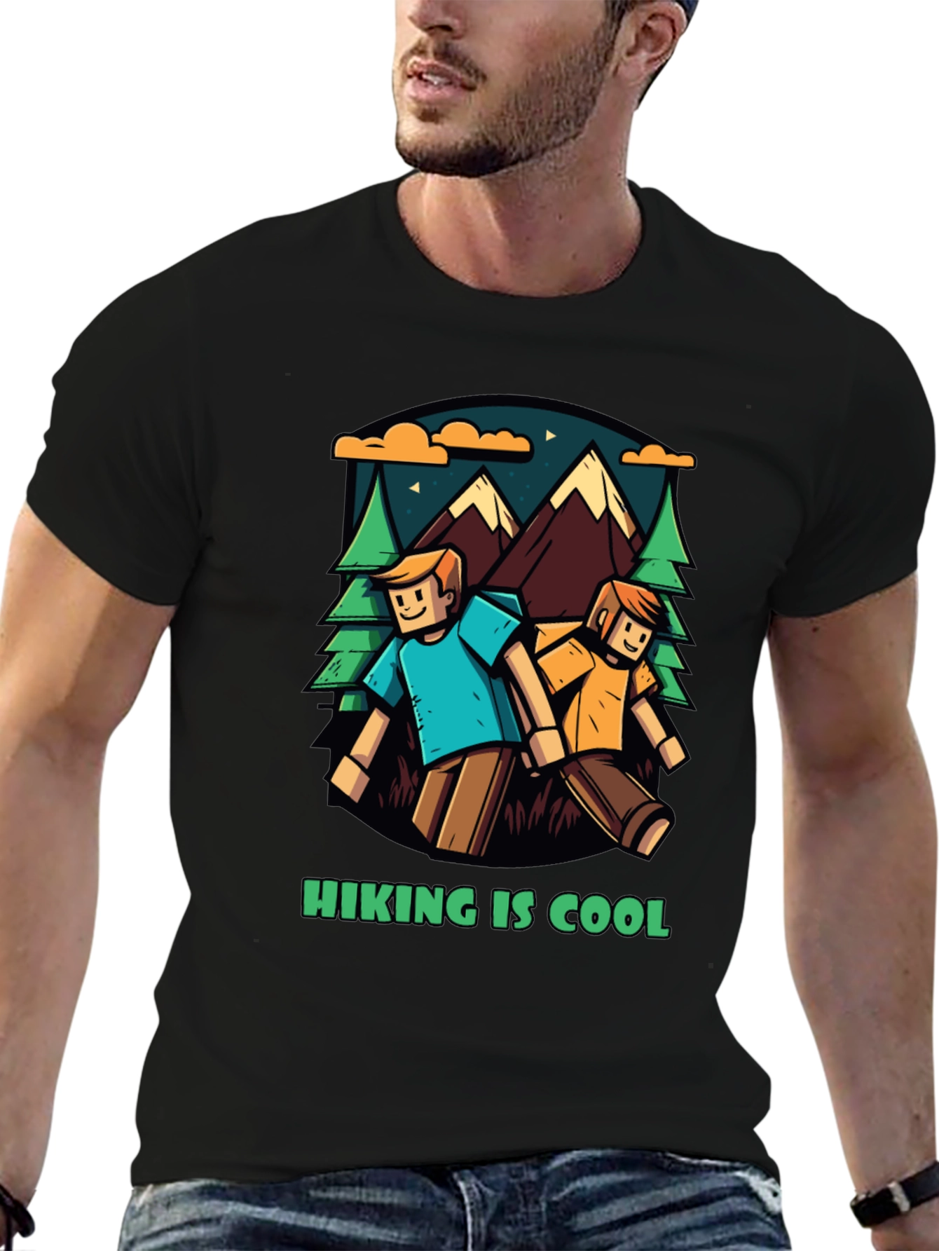 Black Hiking is Cool Graphic T-Shirt view 6