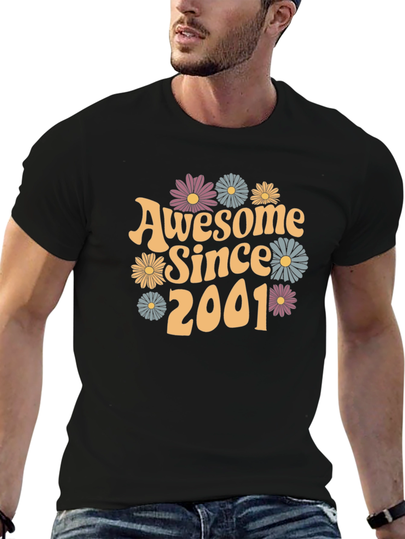 Black Awesome Since 2001 Graphic Tee view 6