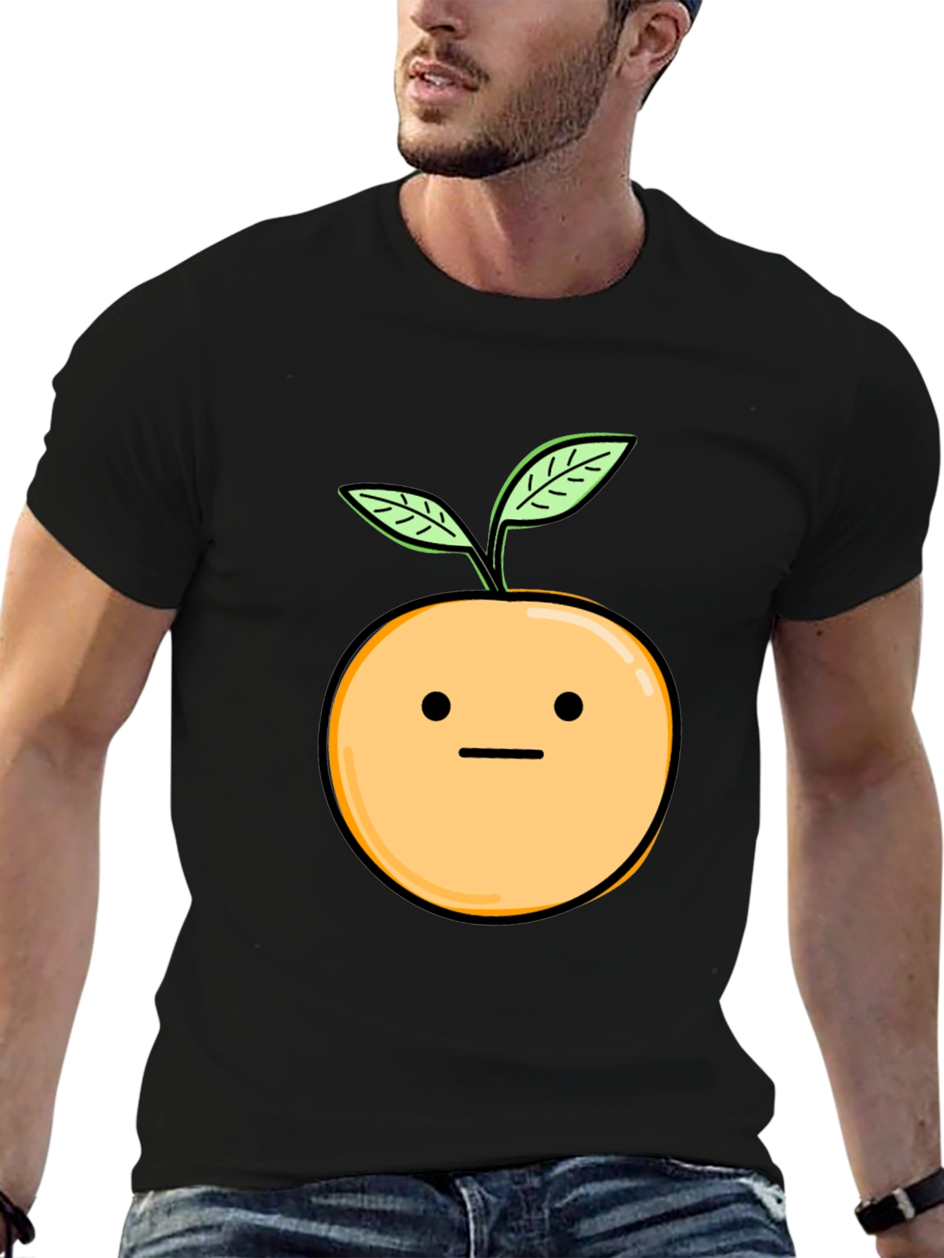 Black Funny Orange Plant T-Shirt view 6