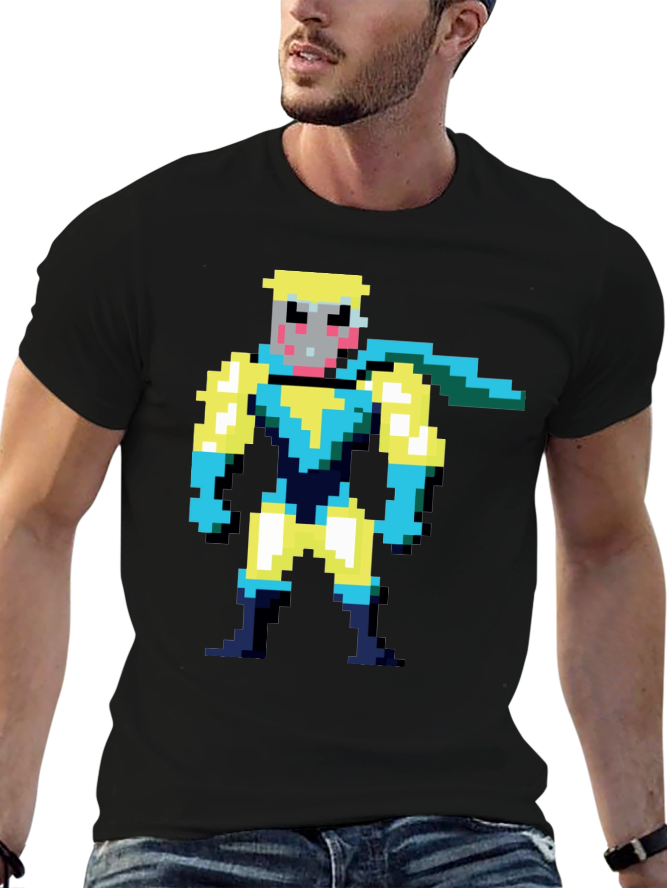 Black Pixel Superhero Black Tee view 6